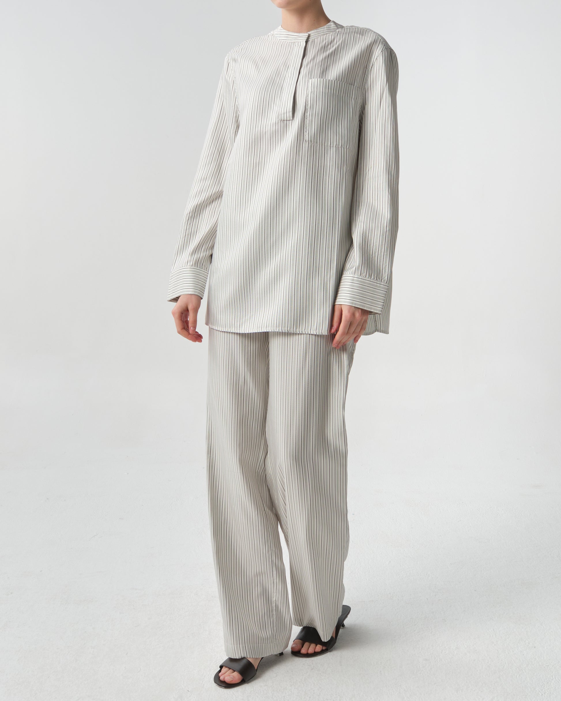 Isor Striped Silk-Twill Top