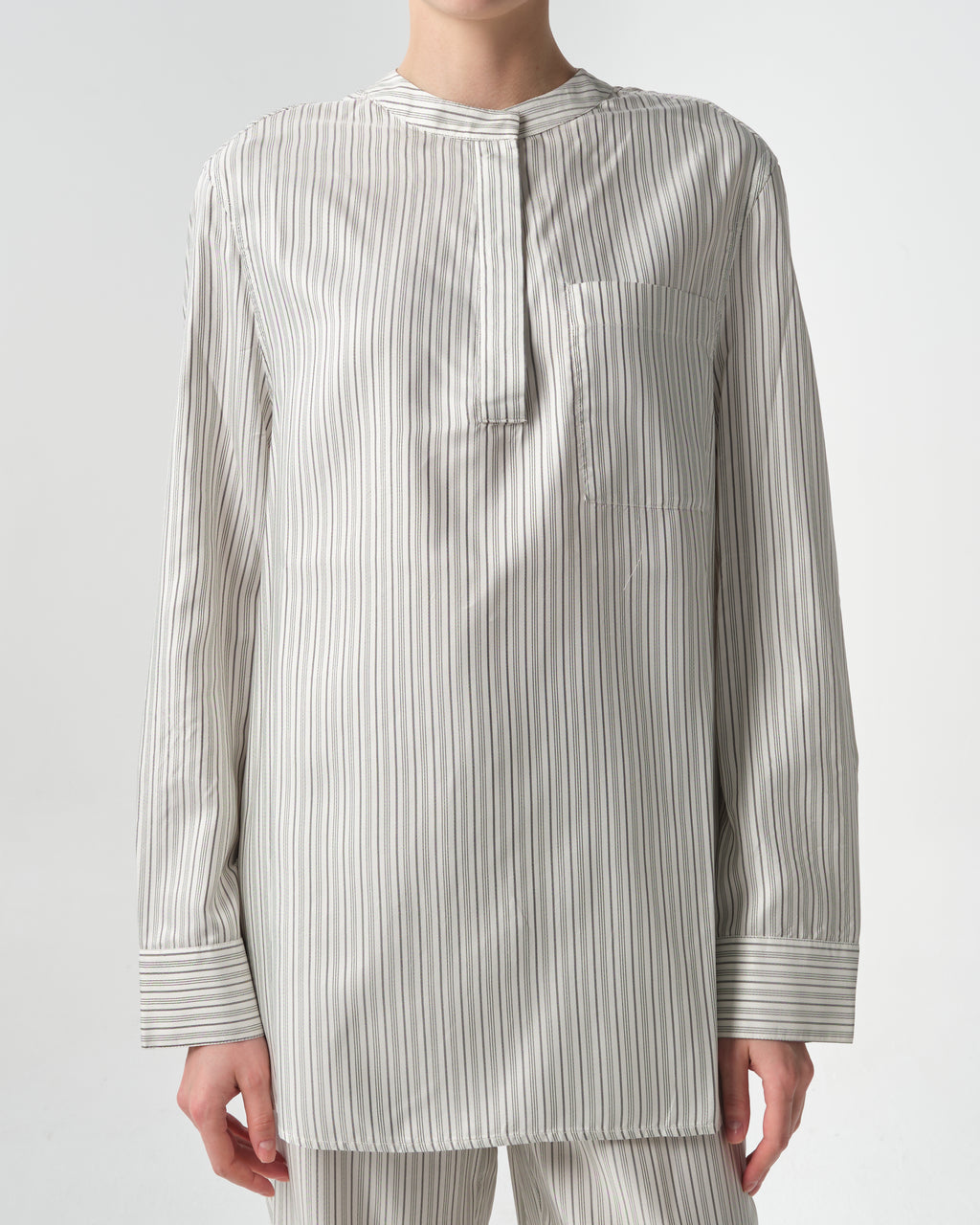 Isor Striped Silk-Twill Top