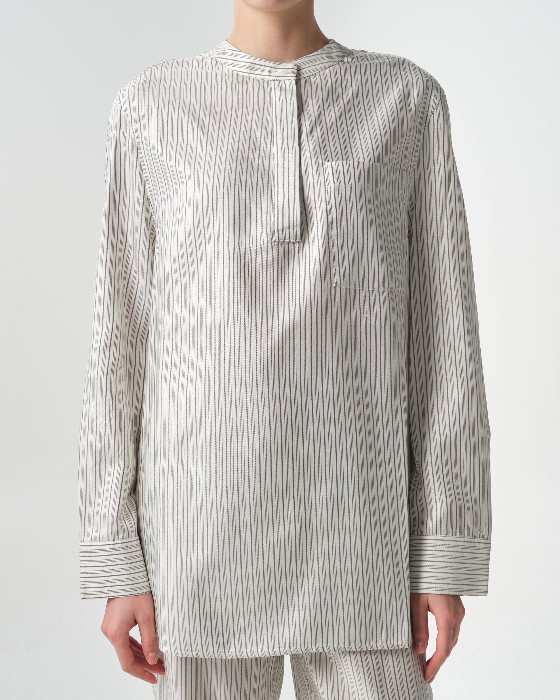 Isor Striped Silk-Twill Top