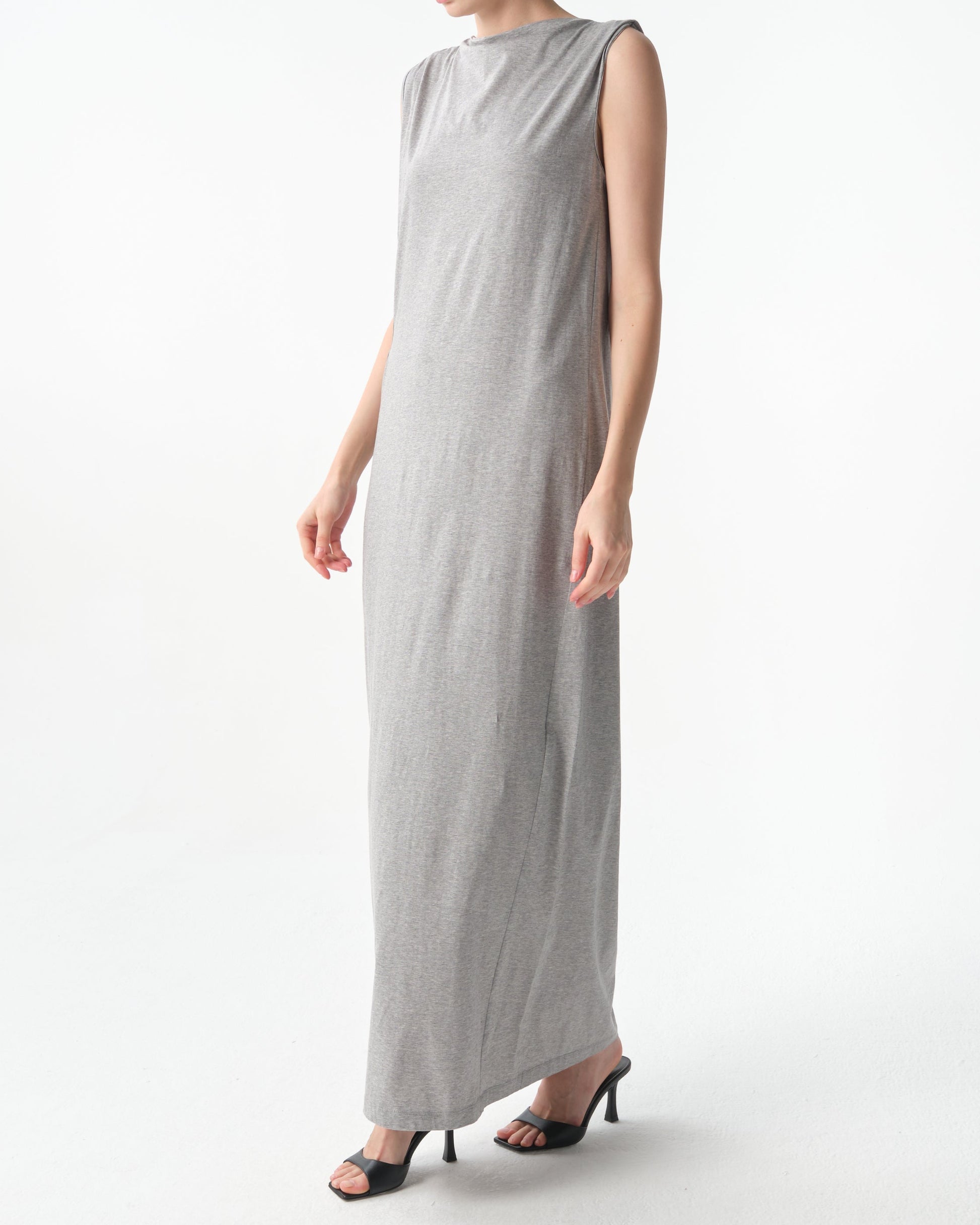 Grey Cut-Out Column Maxi Dress