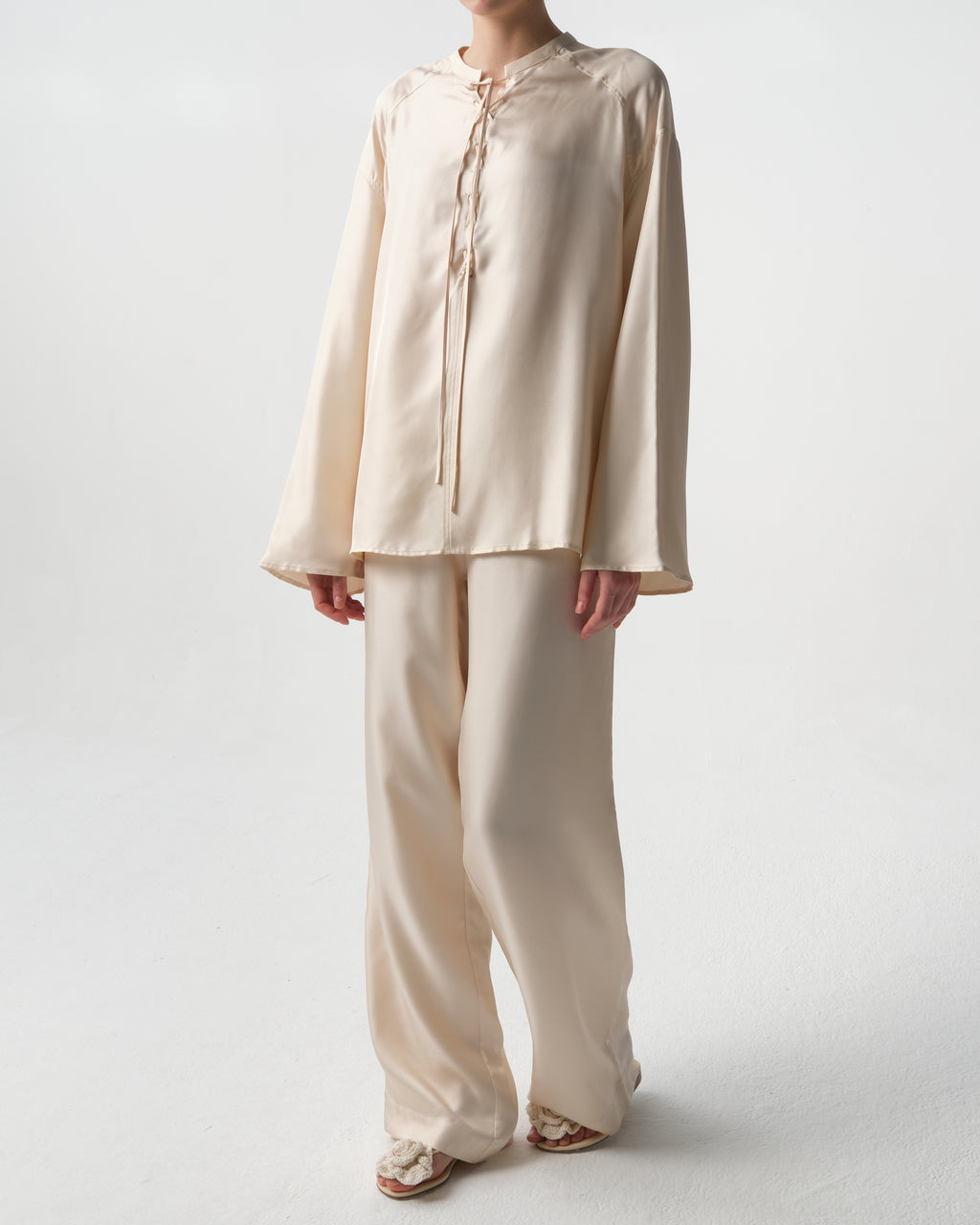 Zamia Silk Lace-Up Top