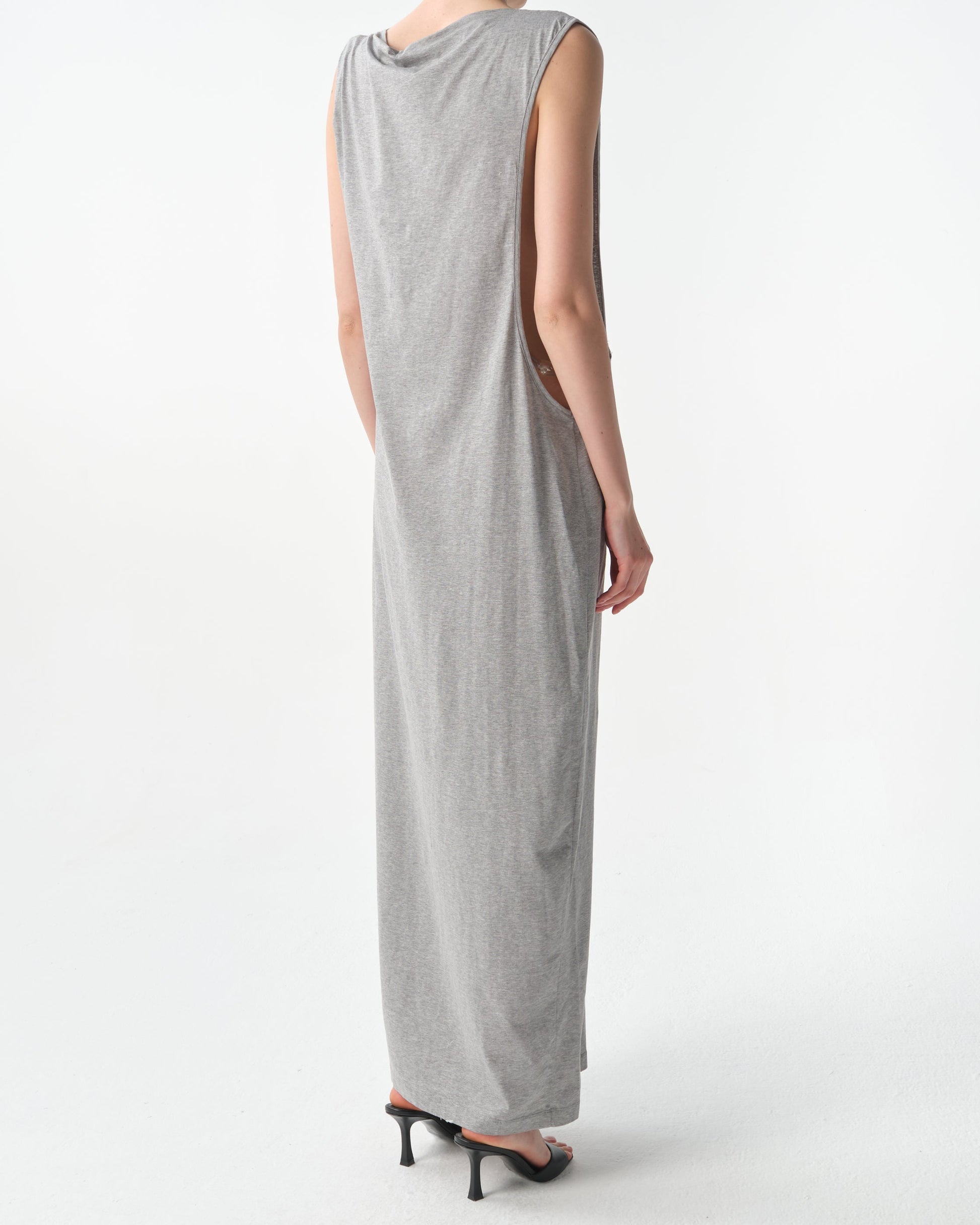 Grey Cut-Out Column Maxi Dress