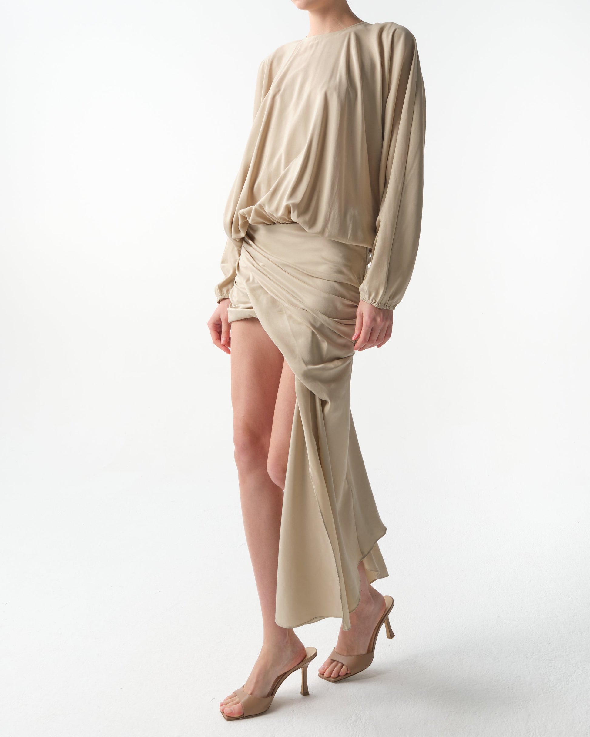 Draped Silk Dress