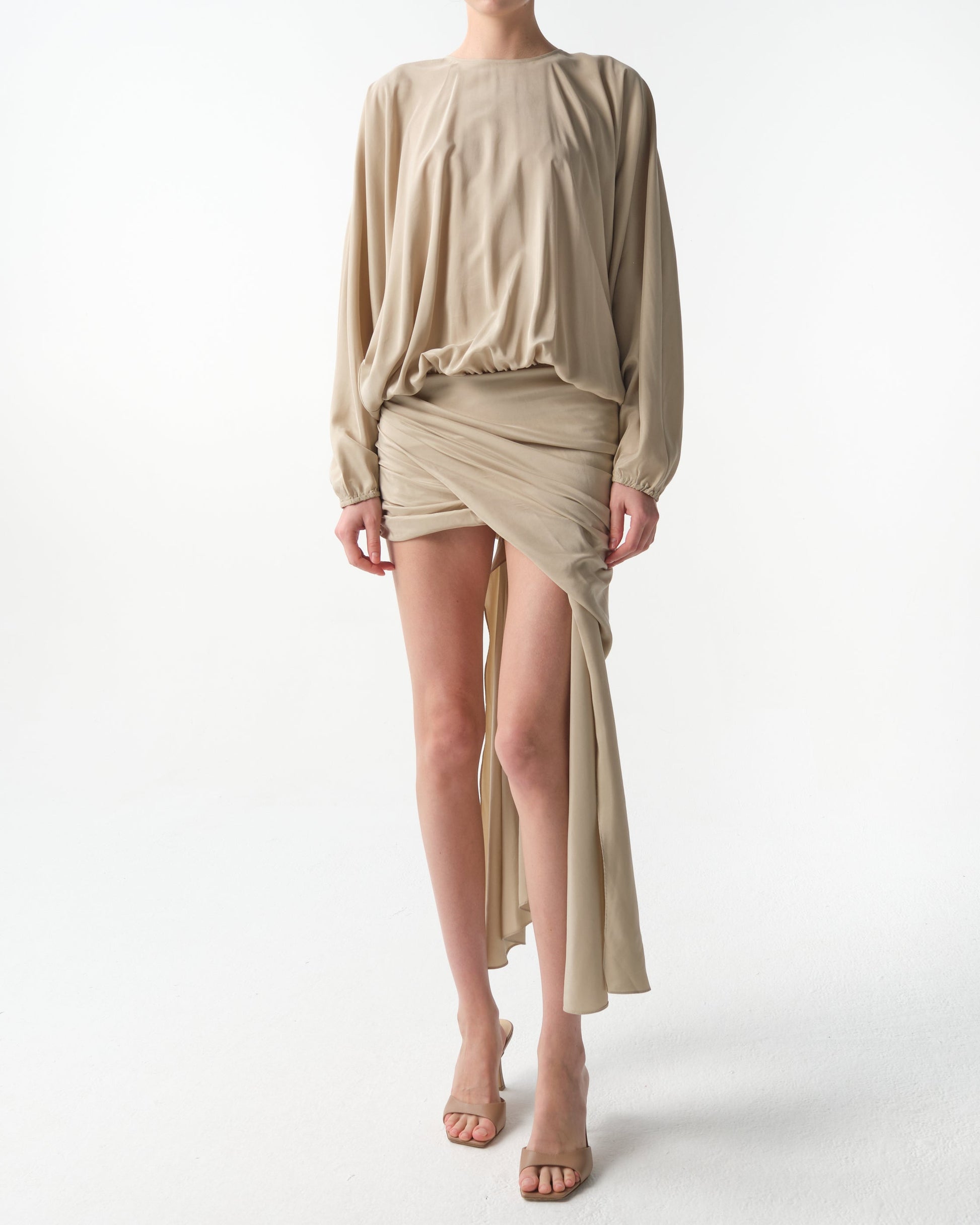 Draped Silk Dress