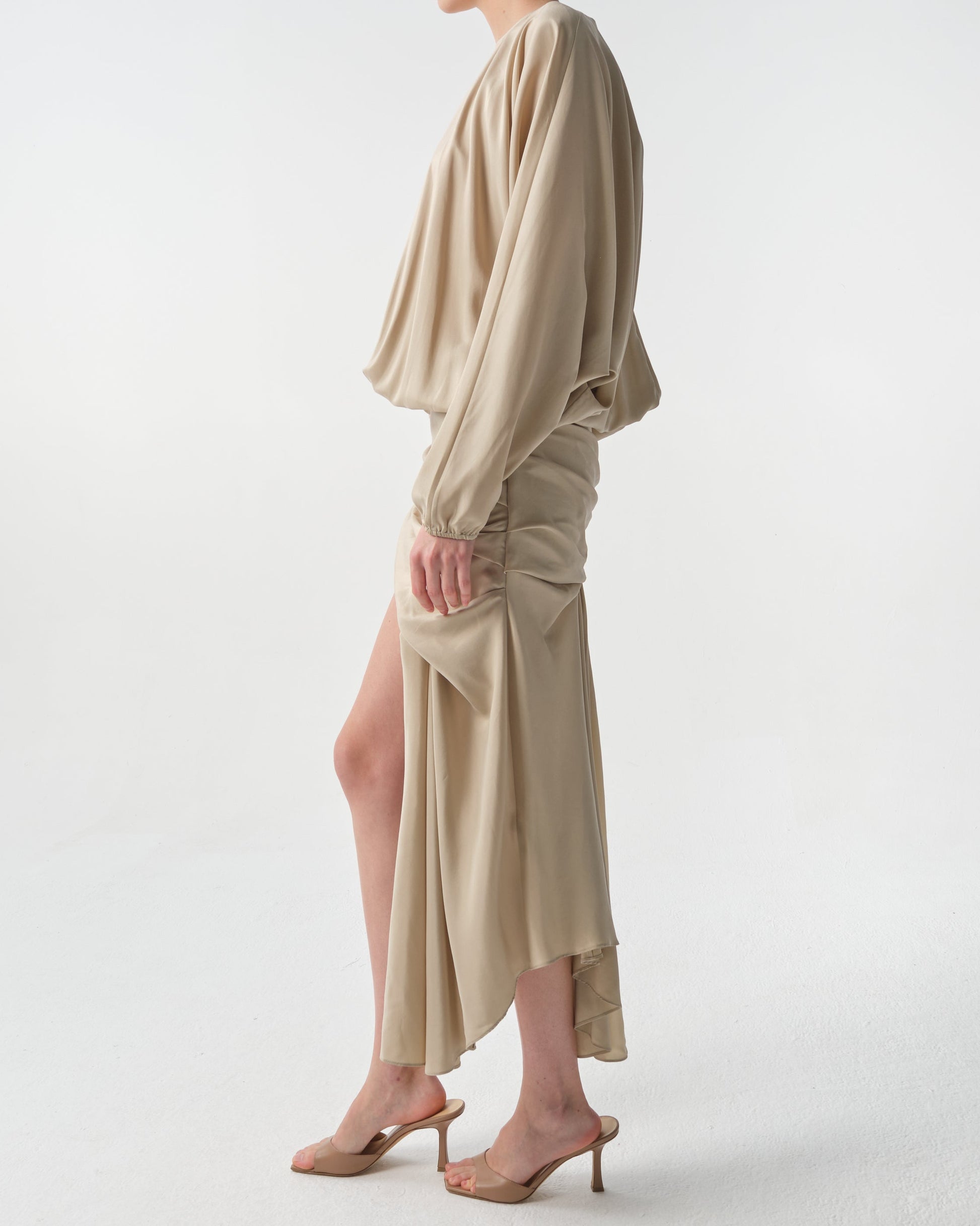 Draped Silk Dress