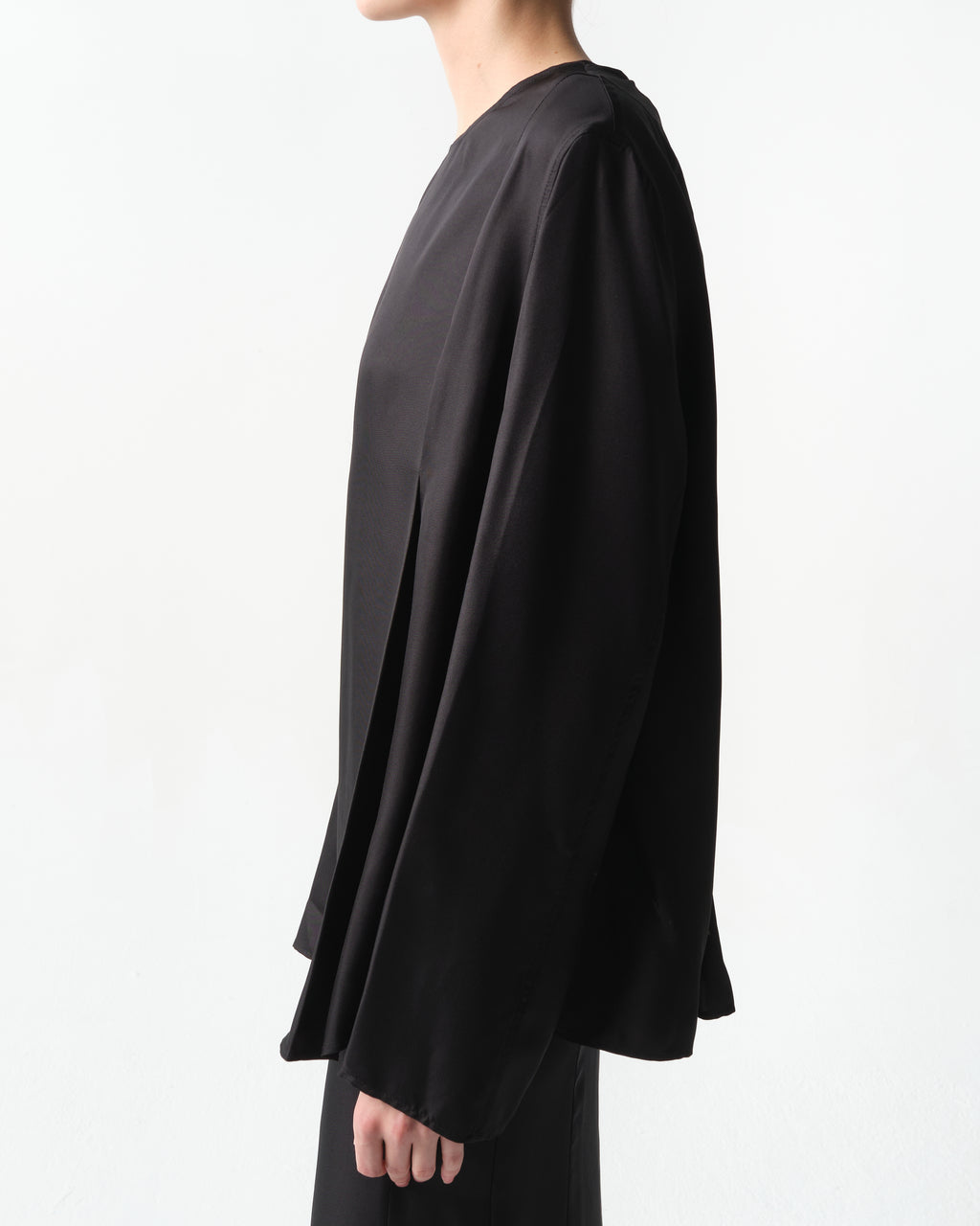 Adalyn Pleated Silk-Twill Top