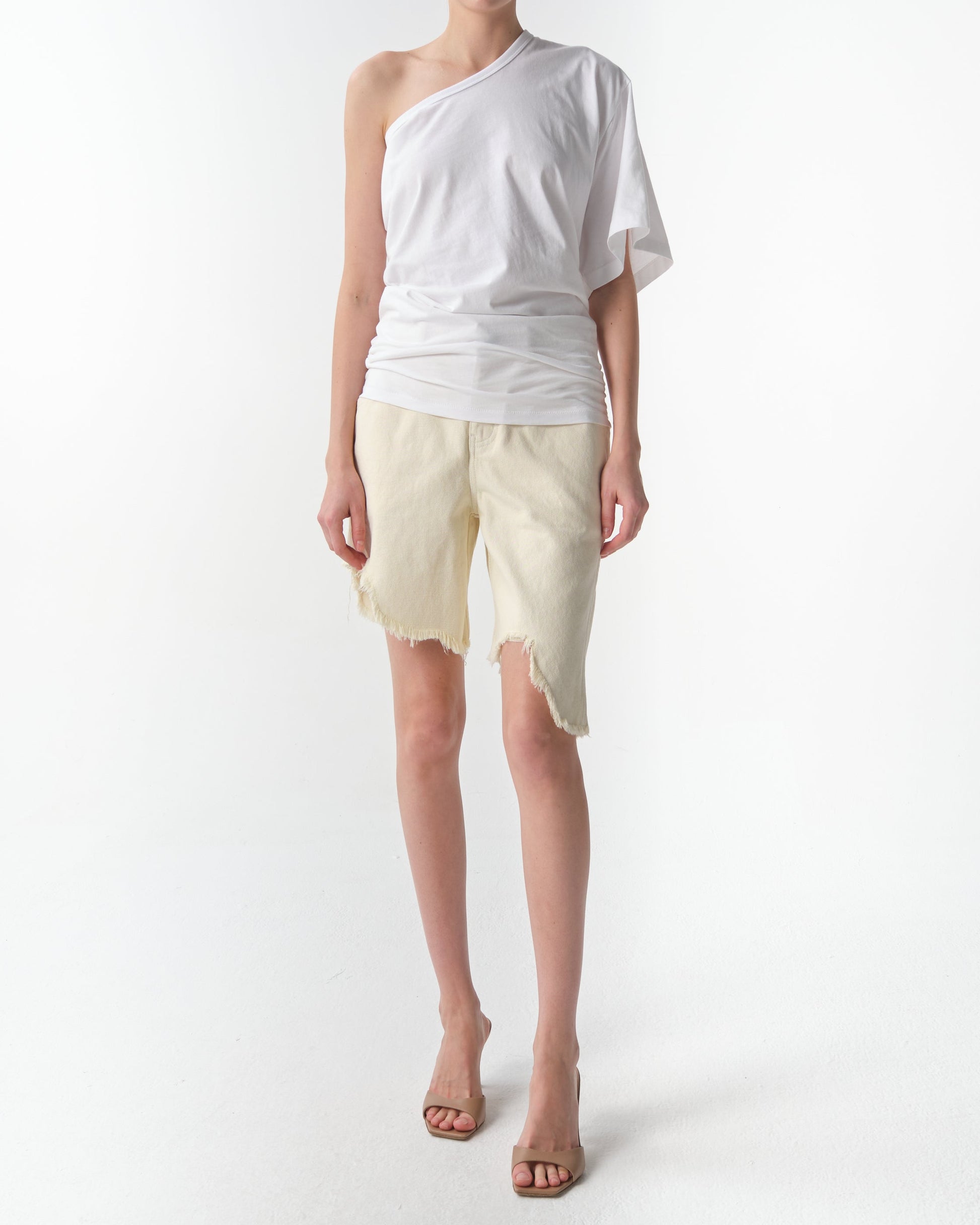 Beige Manta Sting Denim Shorts