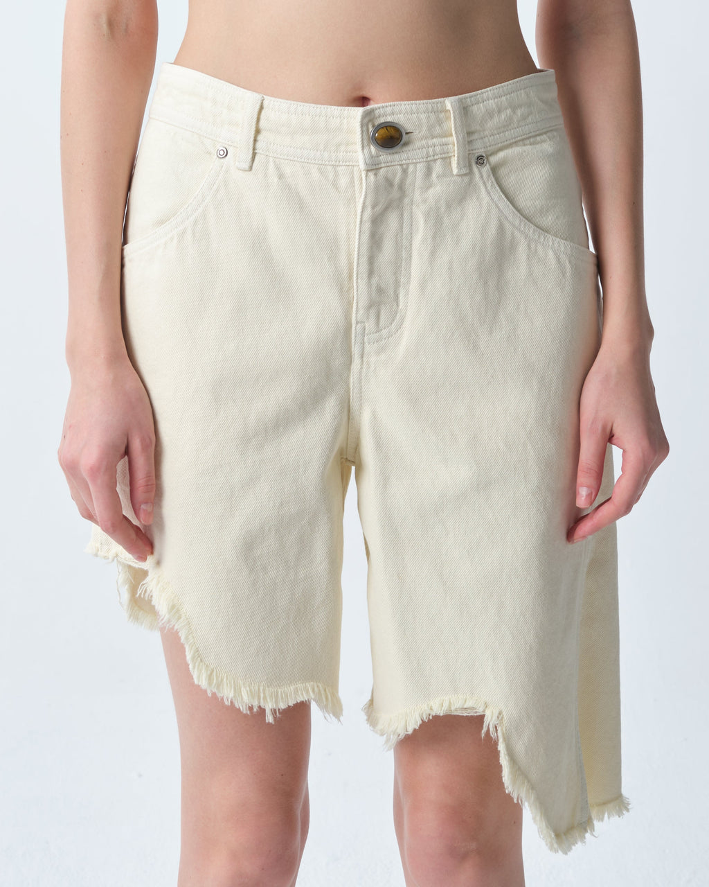Beige Manta Sting Denim Shorts