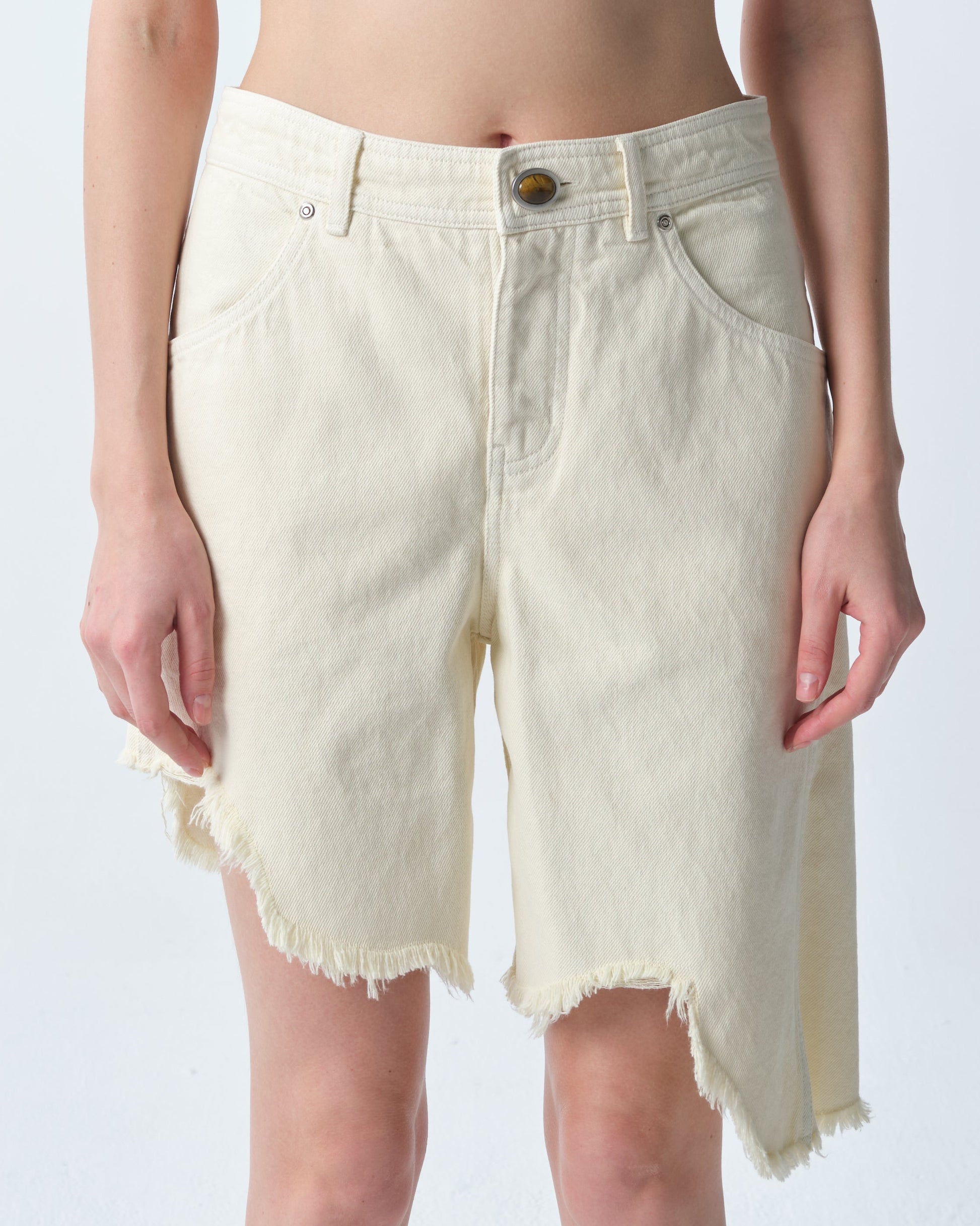 Beige Manta Sting Denim Shorts