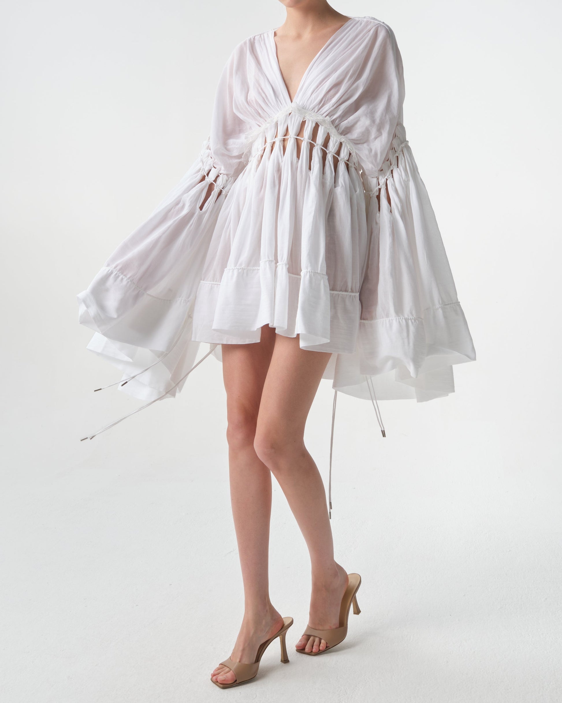 Fringe Cotton Muslin Mini Dress