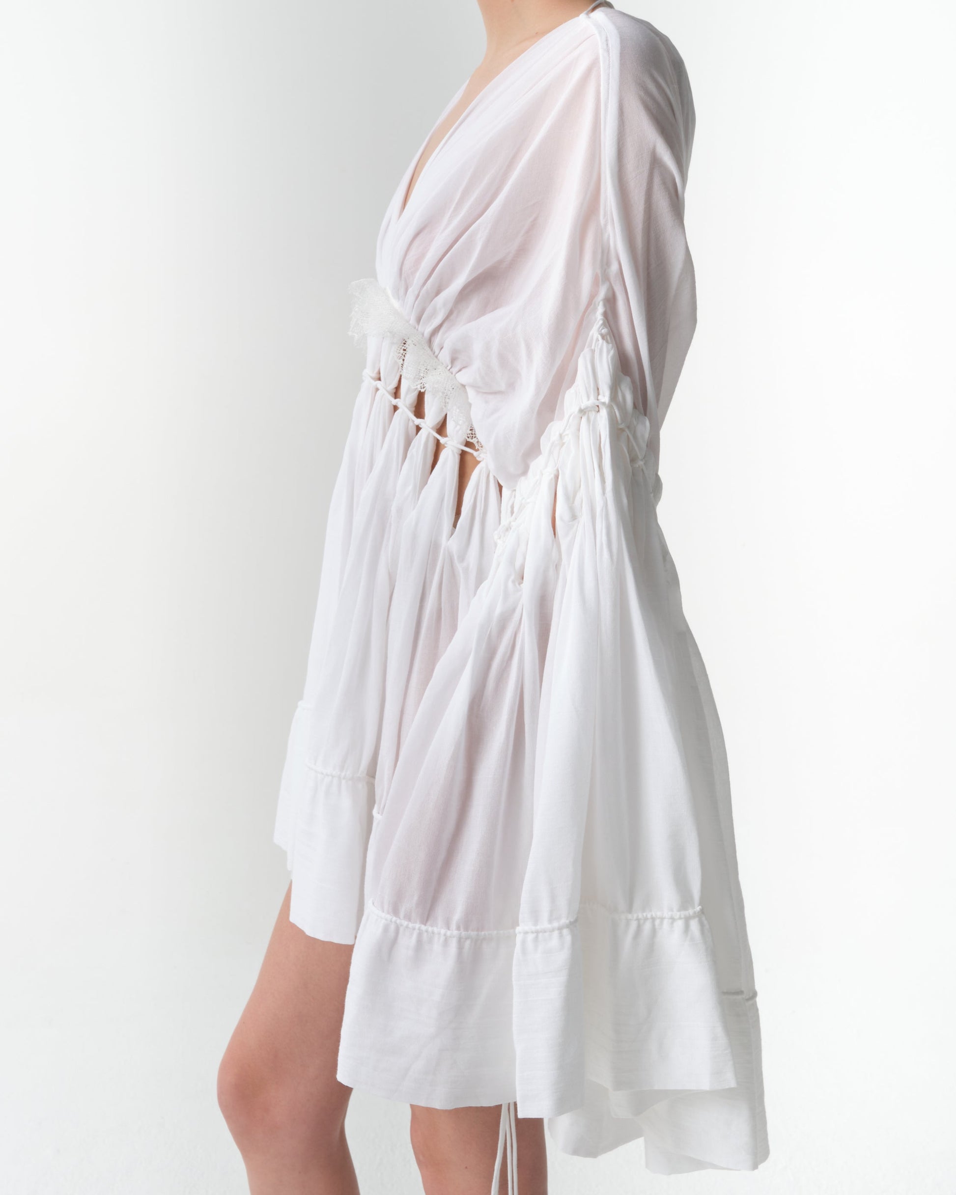 Fringe Cotton Muslin Mini Dress