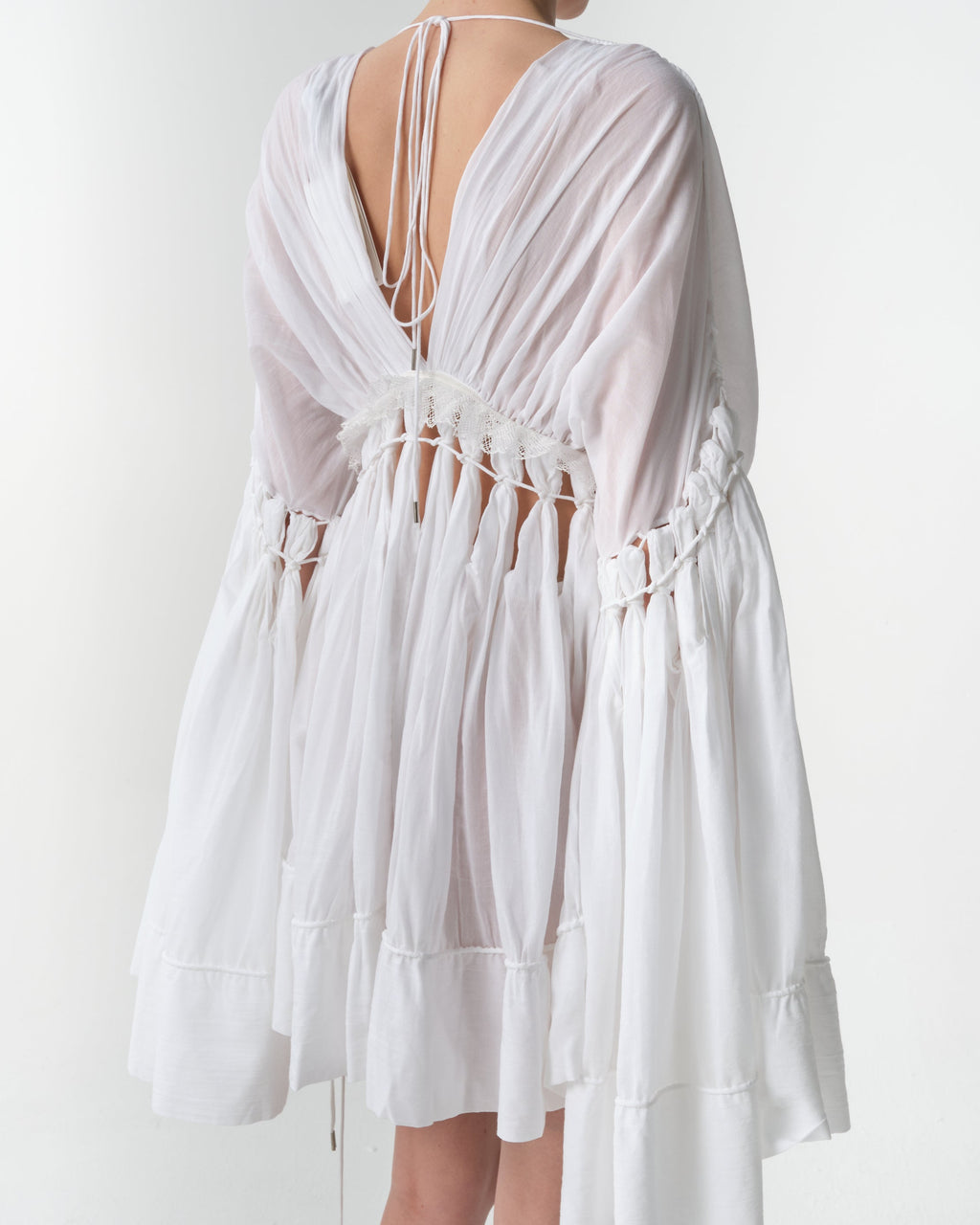 Fringe Cotton Muslin Mini Dress