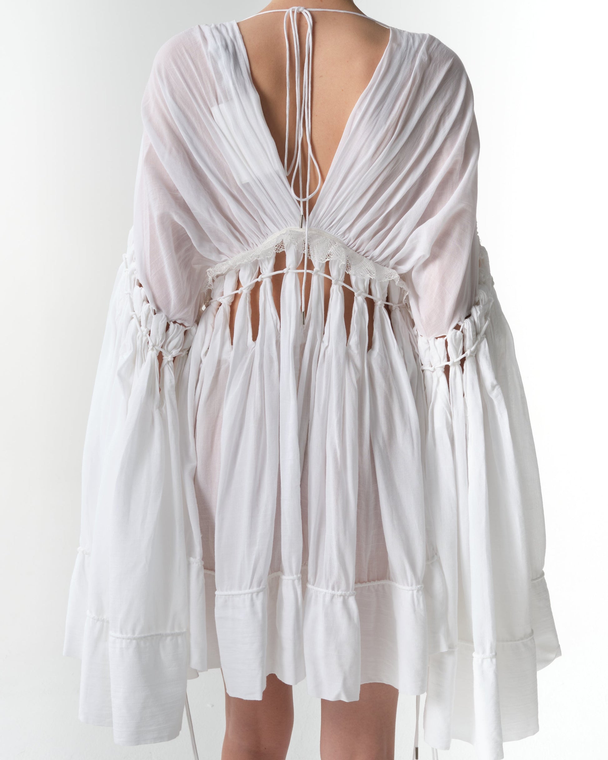 Fringe Cotton Muslin Mini Dress