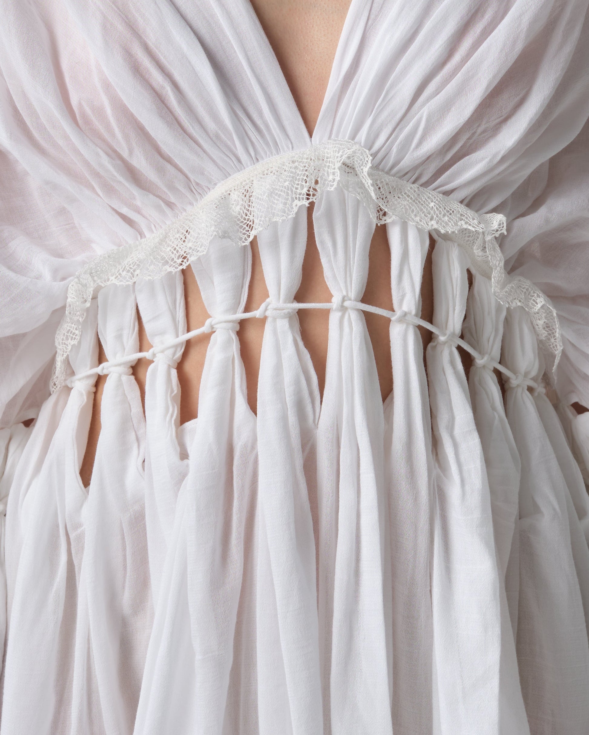Fringe Cotton Muslin Mini Dress