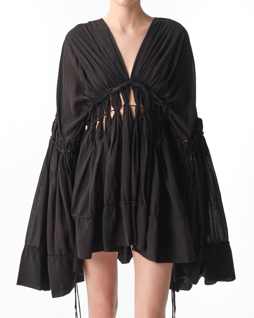 Fringe Cotton Muslin Mini Dress