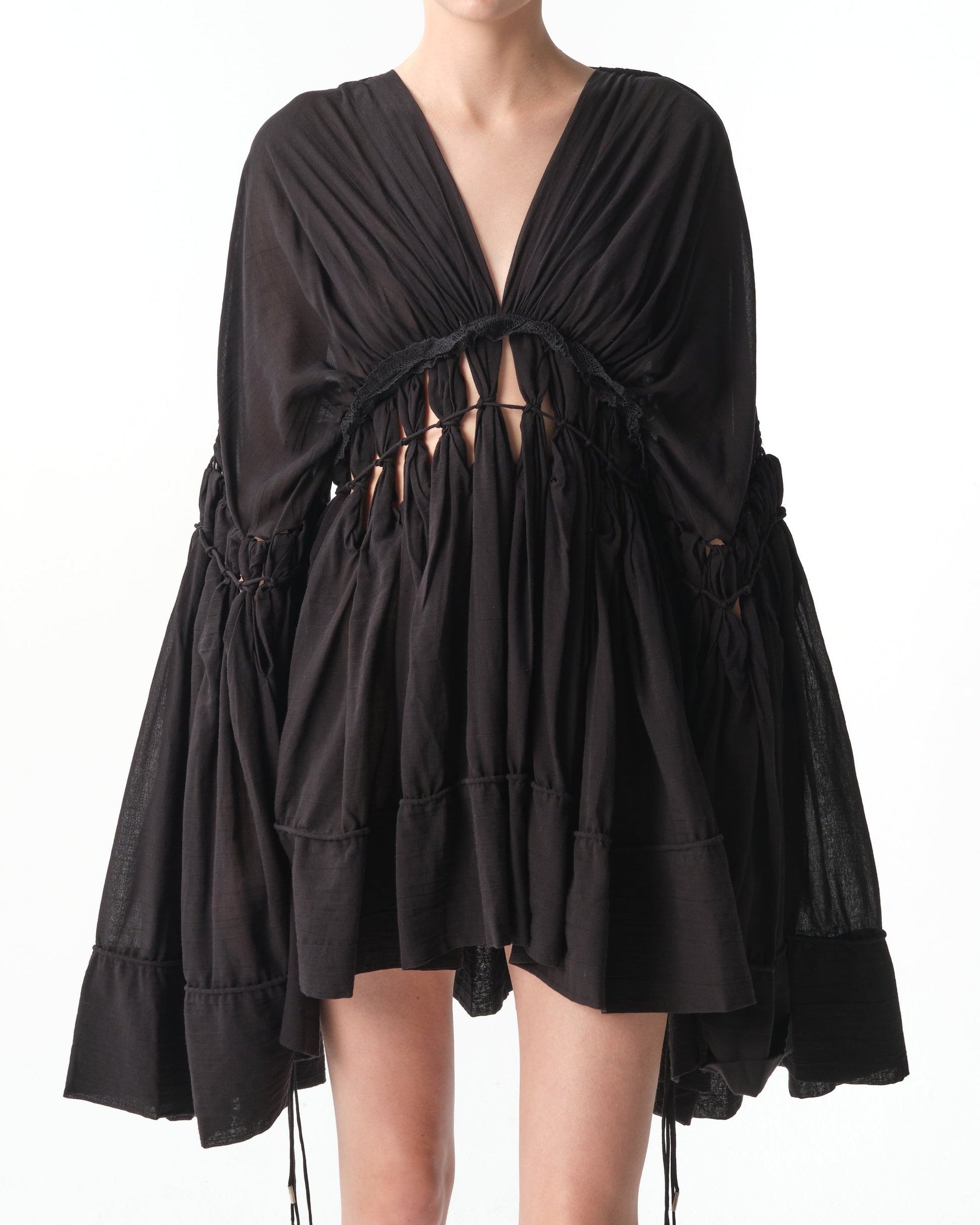 Fringe Cotton Muslin Mini Dress