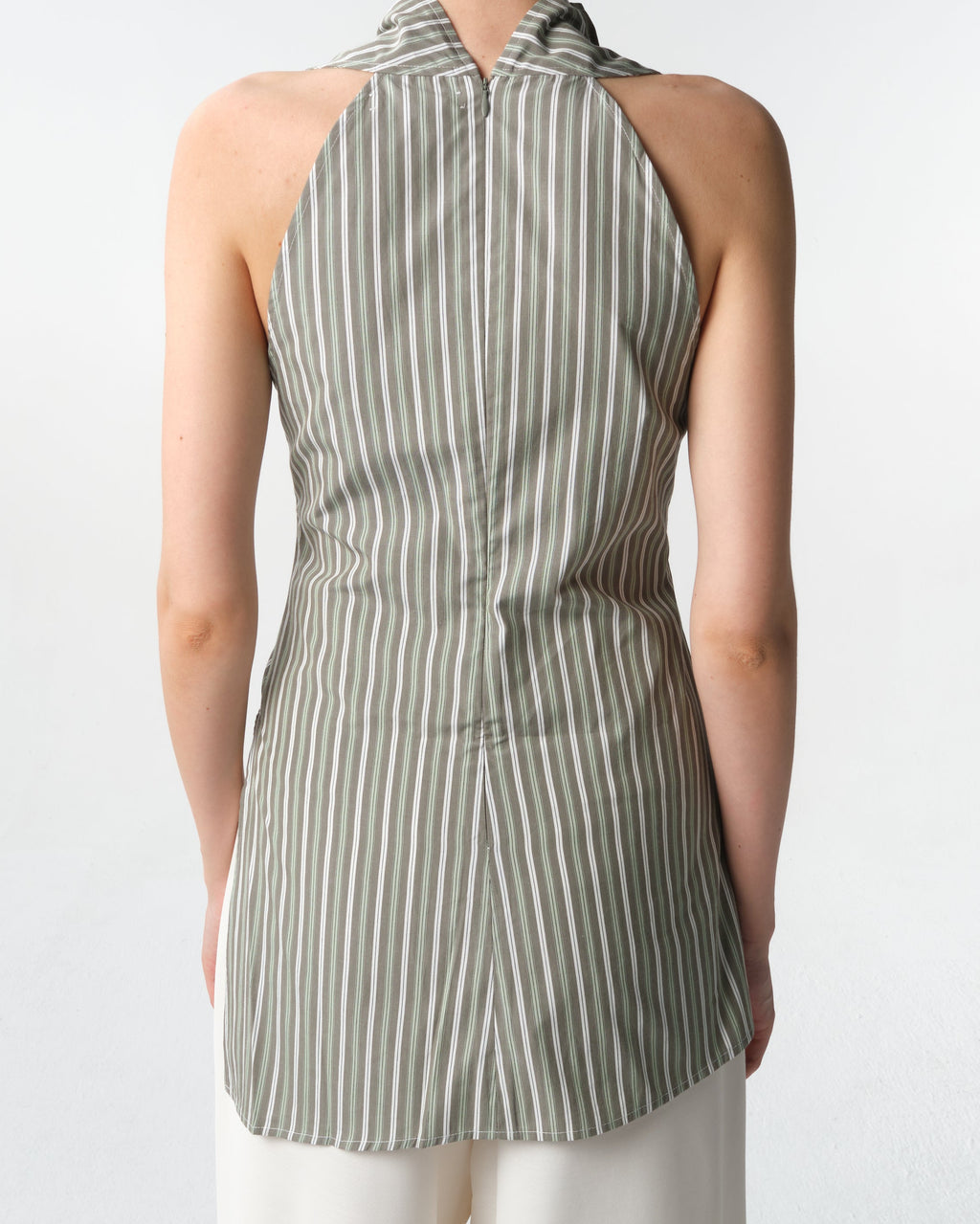 Sleeveless Cowl Neck Poplin Top