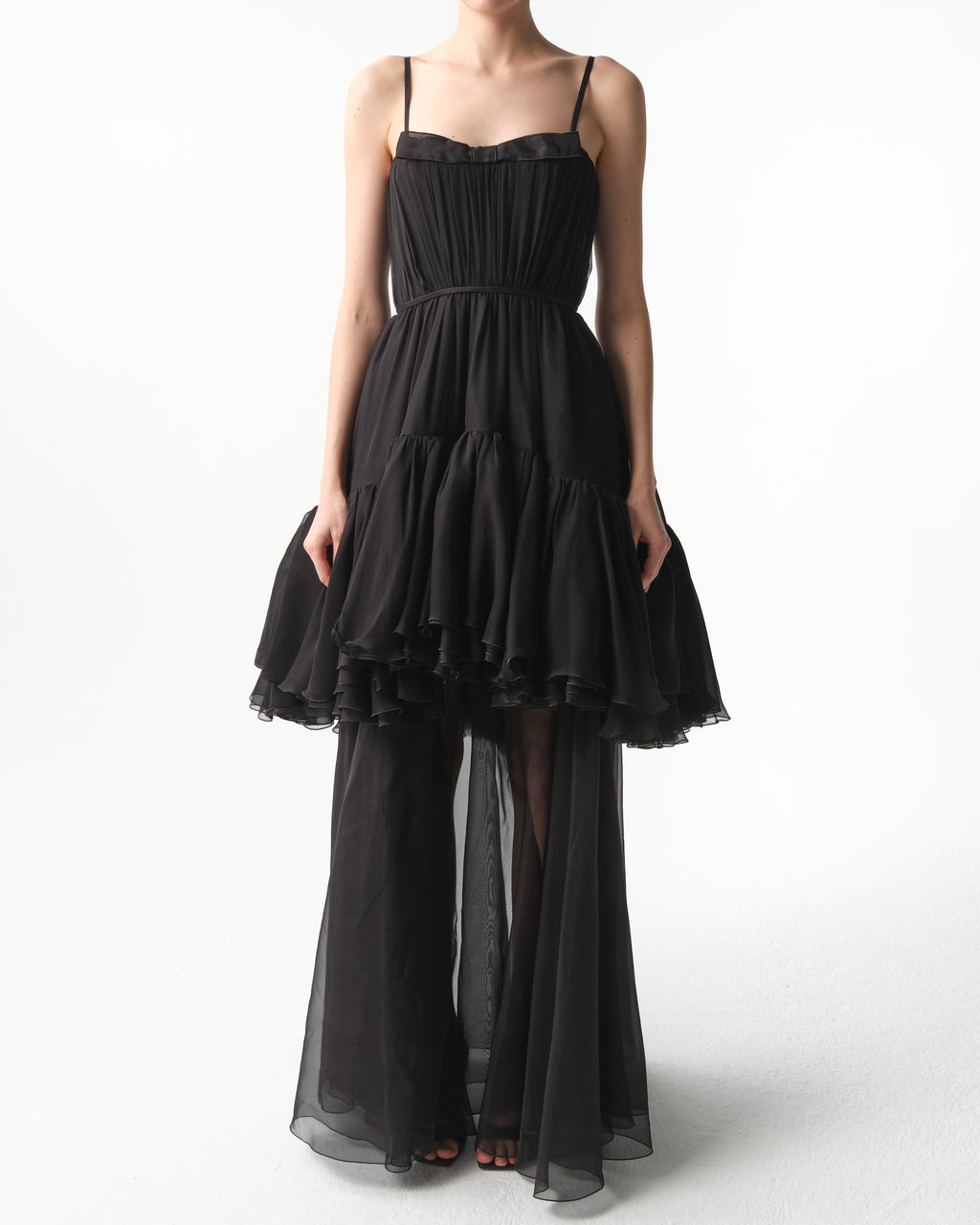 Layered Ruffled Silk-Chiffon Gown