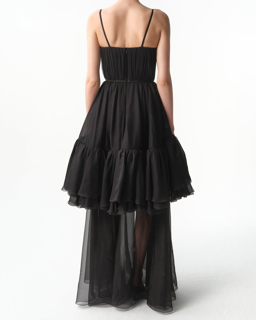 Layered Ruffled Silk-Chiffon Gown