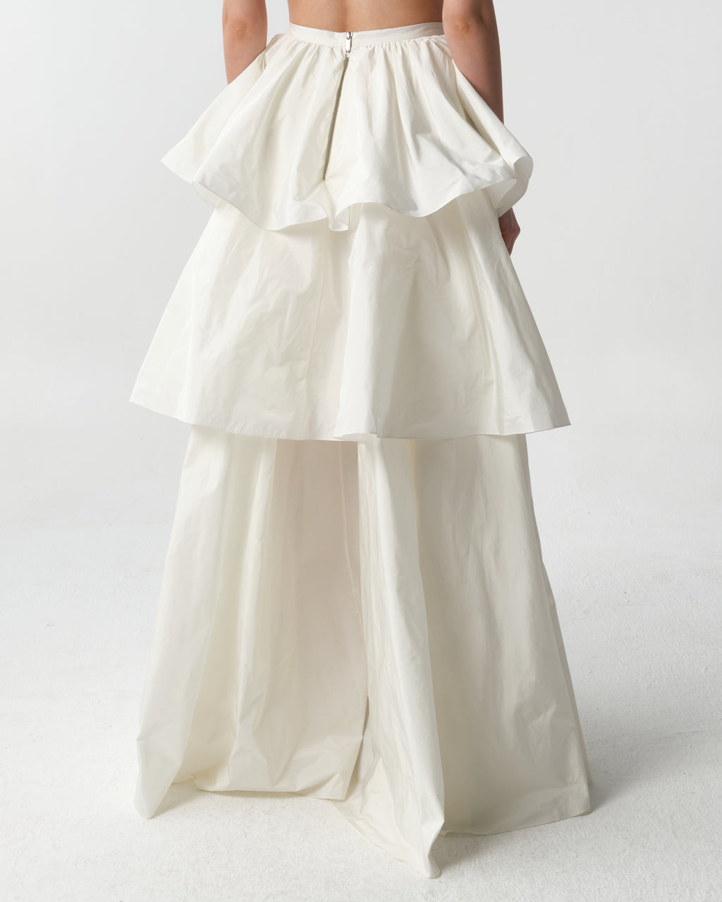 Tiered Taffeta Maxi Skirt