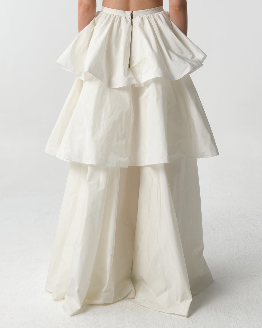 Tiered Taffeta Maxi Skirt