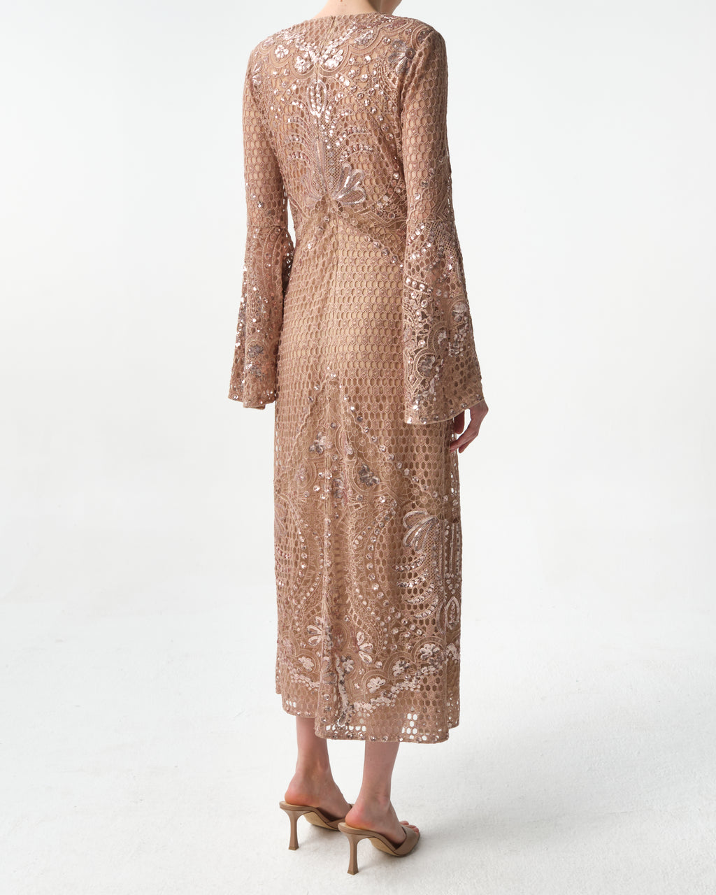 Sequined Mesh Midi Dress