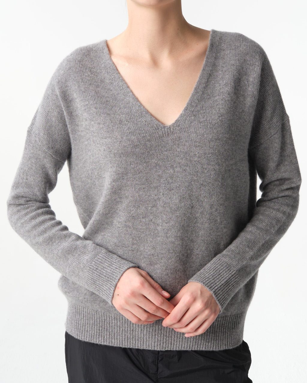V-Neck Long Sleeve Cashmere Top