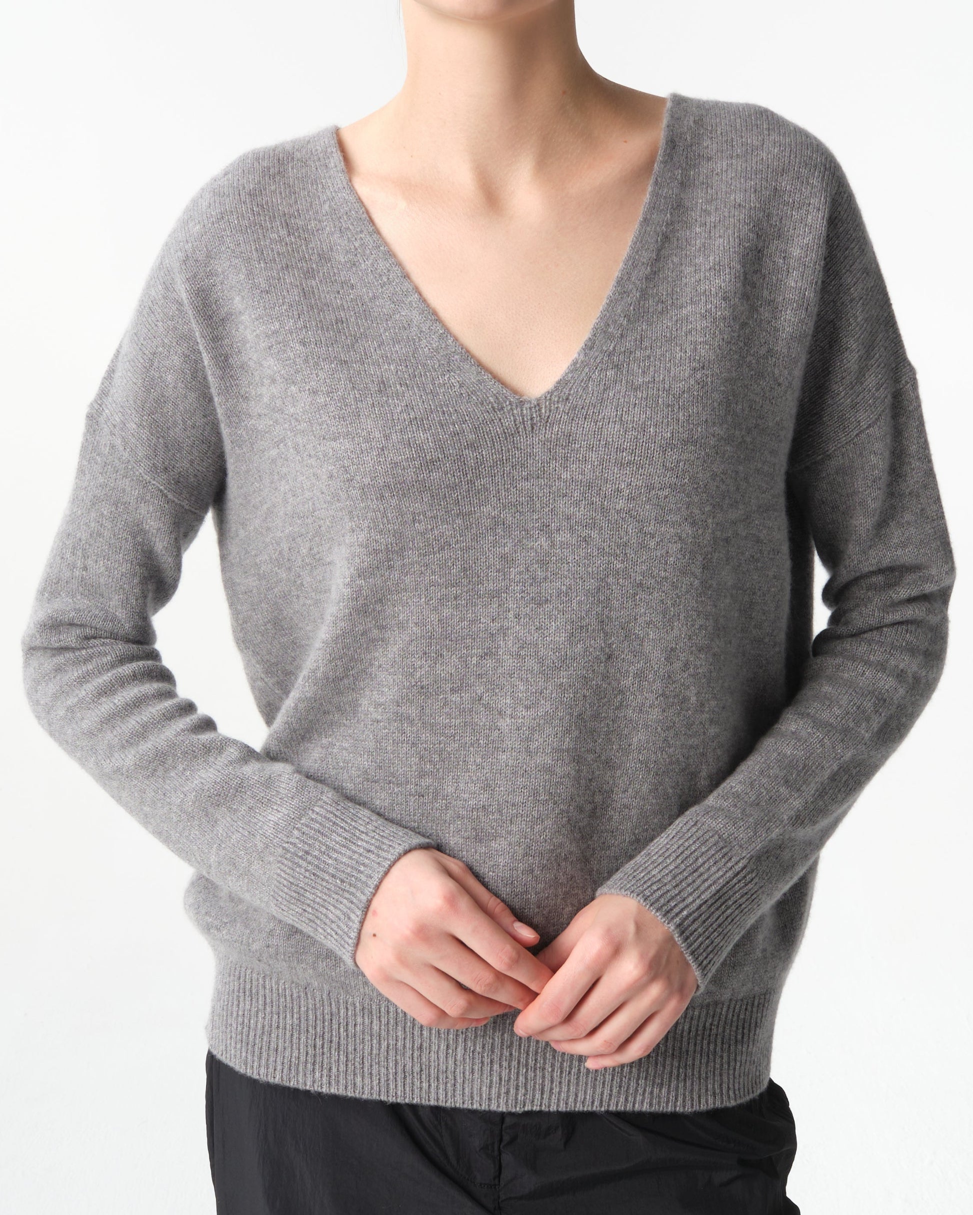 V-Neck Long Sleeve Cashmere Top
