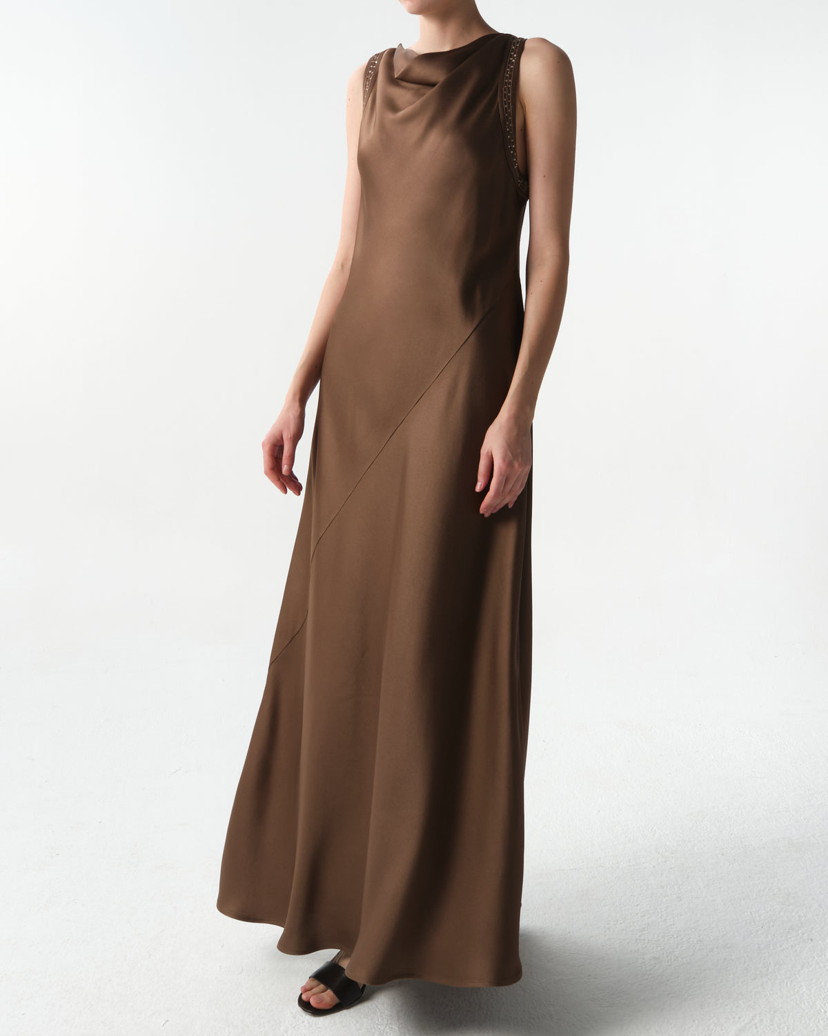Satin Paillette Sleeveless Dress