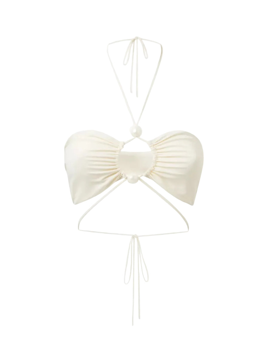Pearl-Embellished Bikini Top