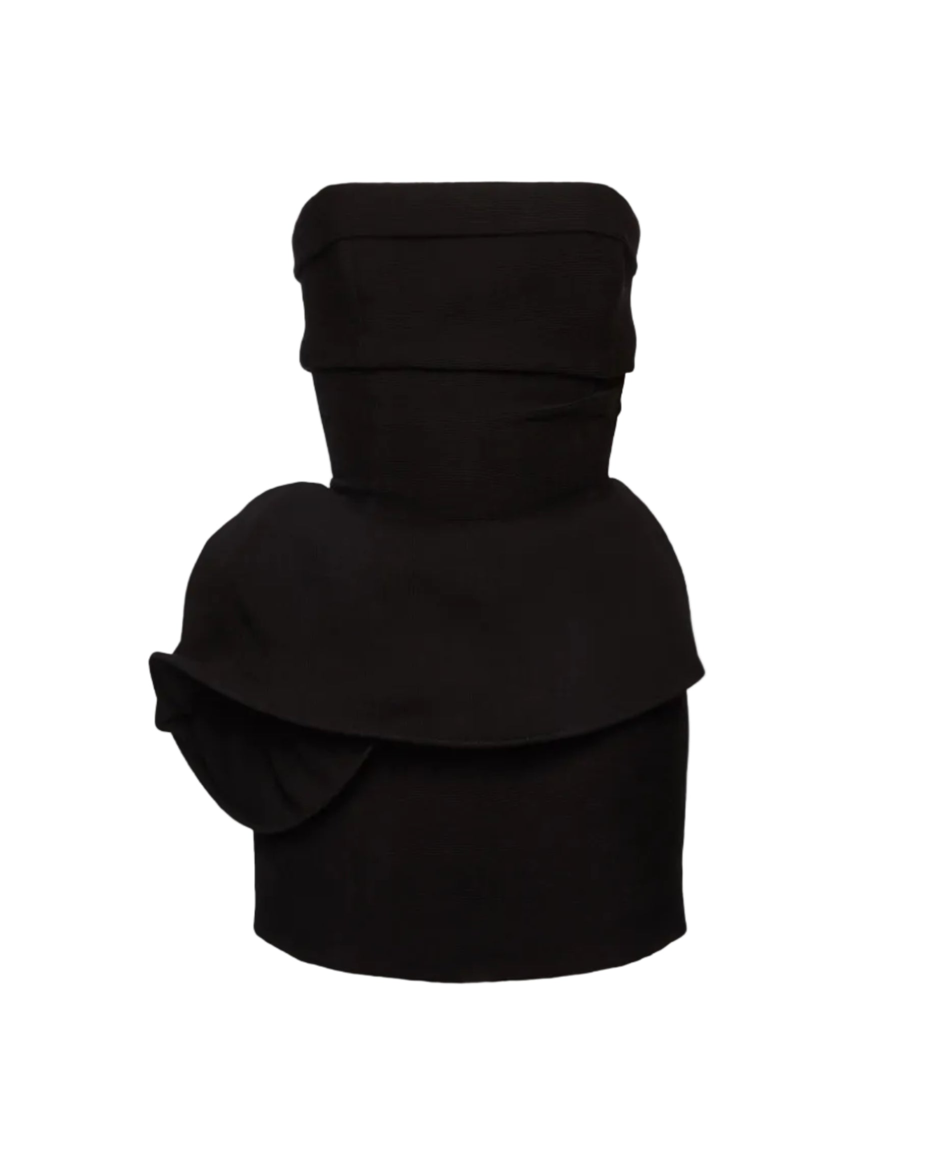 Sculptural Peplum Strapless Mini Dress