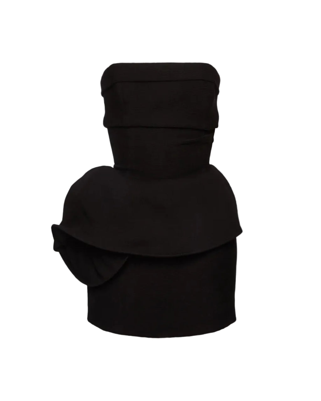 Sculptural Peplum Strapless Mini Dress