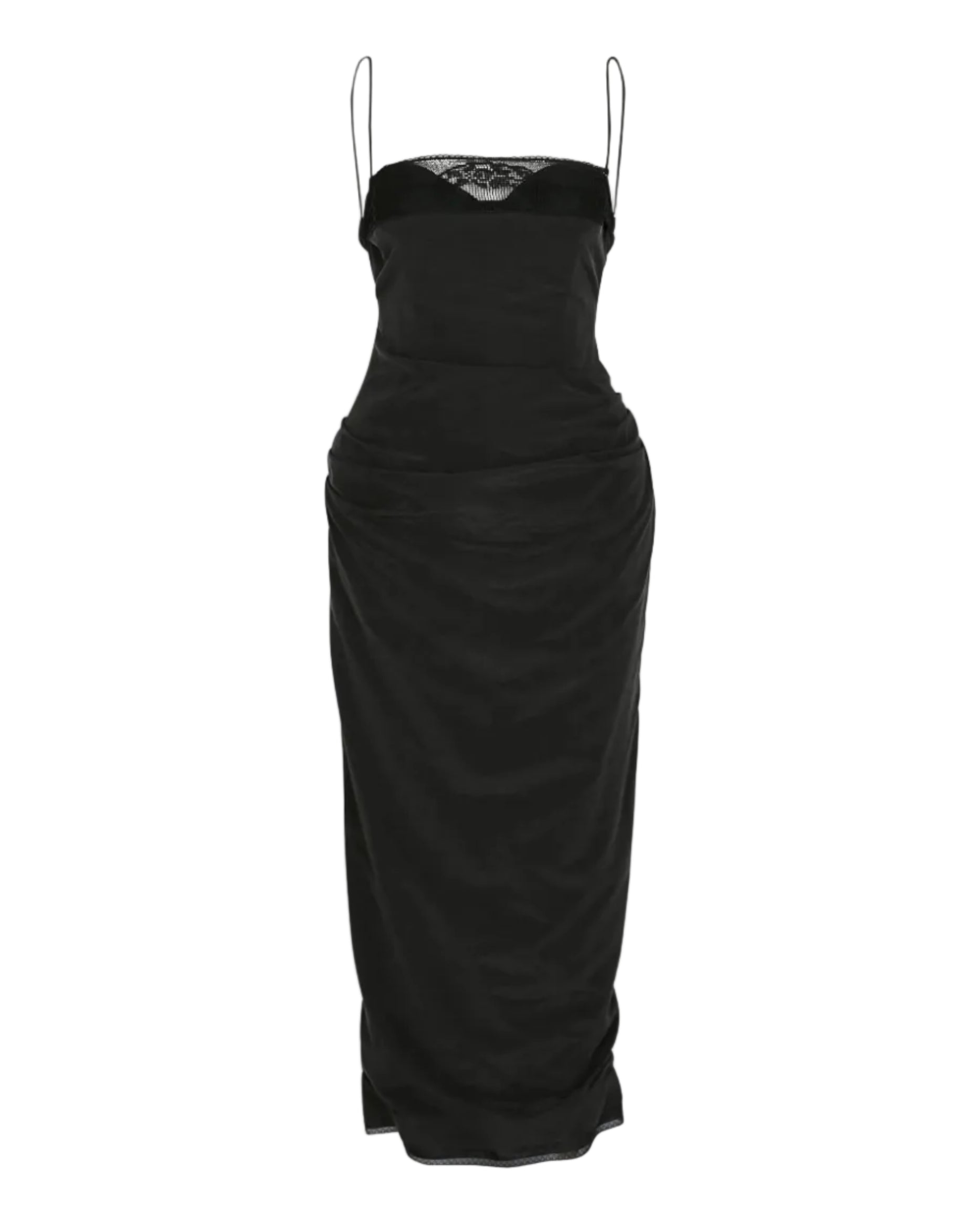 Midi Corset Dress with Lace Neckline