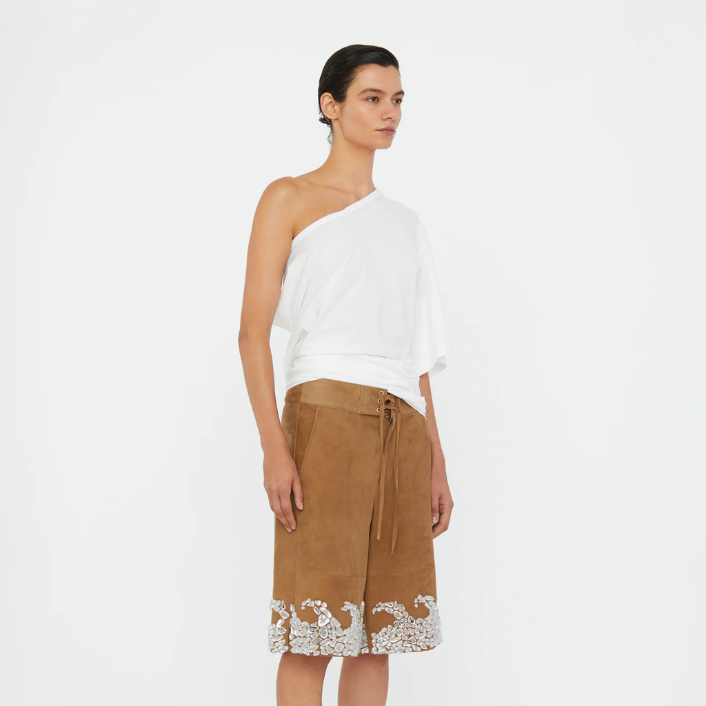 White One-Shoulder Draped T-Shirt