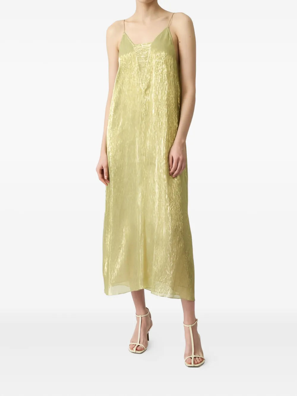 Metallic-effect silk dress