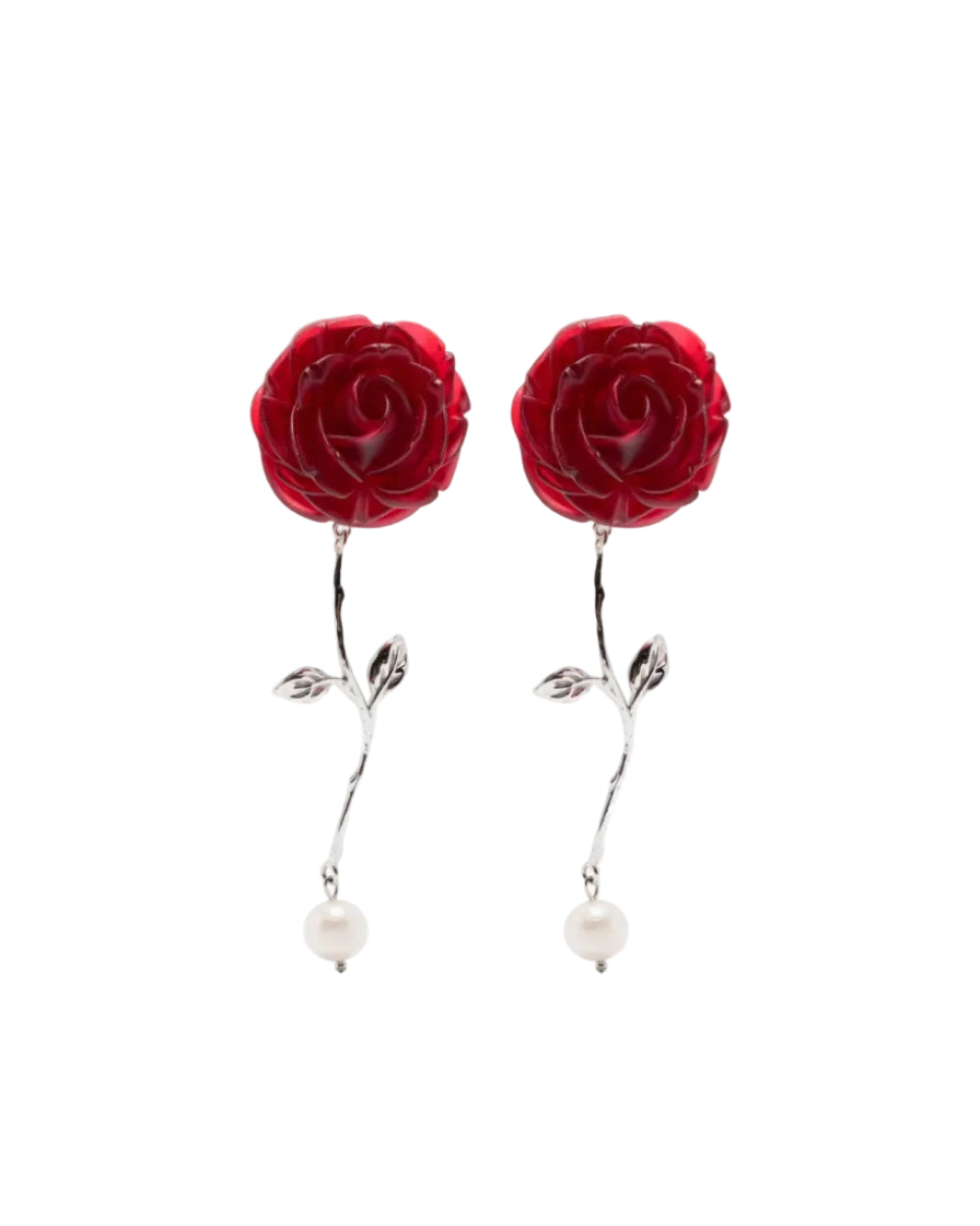 Rose-Appliqué Drop Earrings