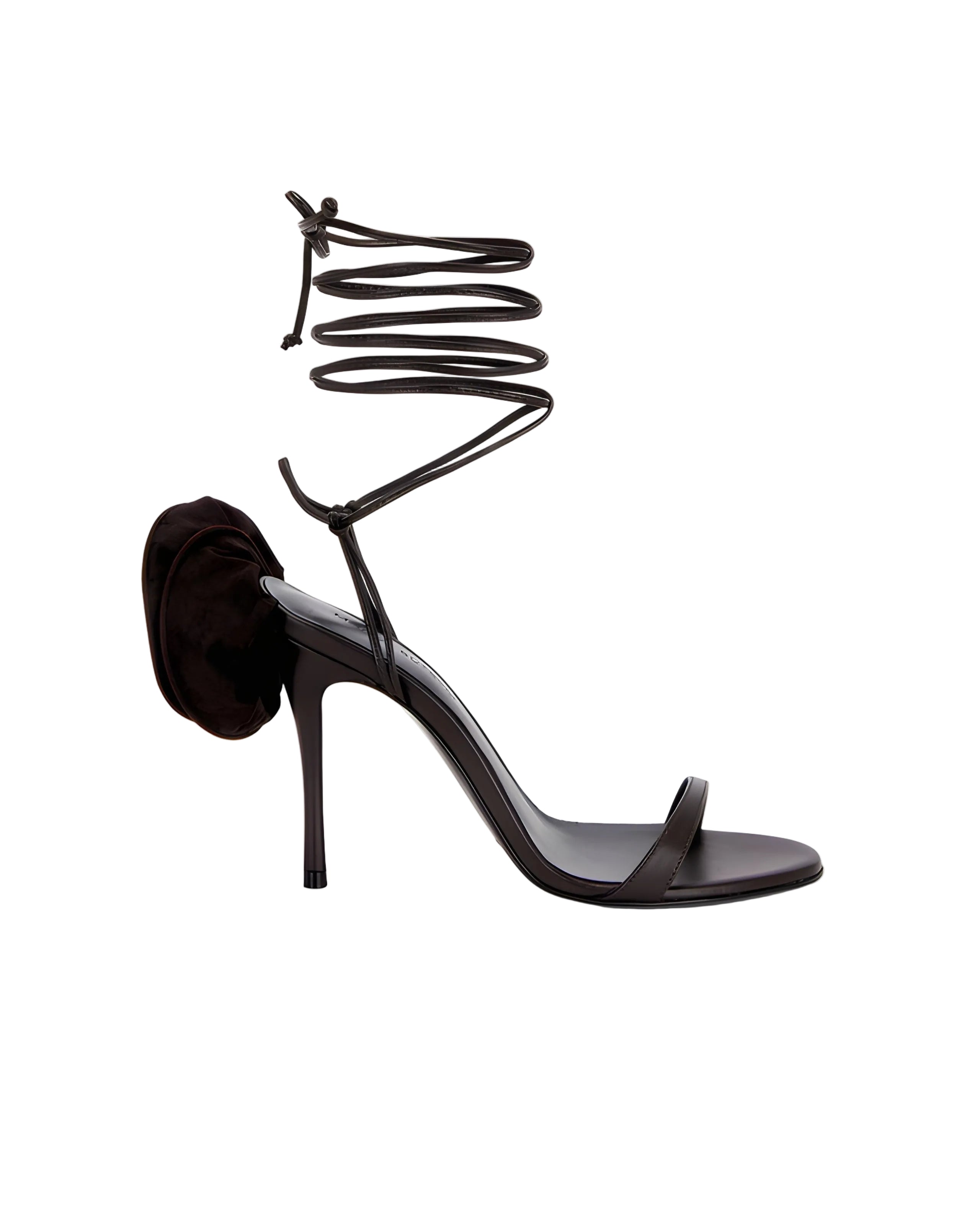 Floral-Appliqué Satin Sandals