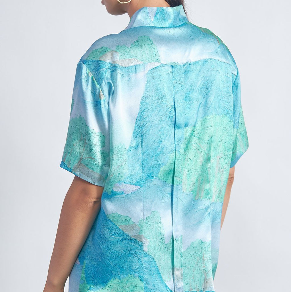 Rayn Oversized Patterned Silk Shirt