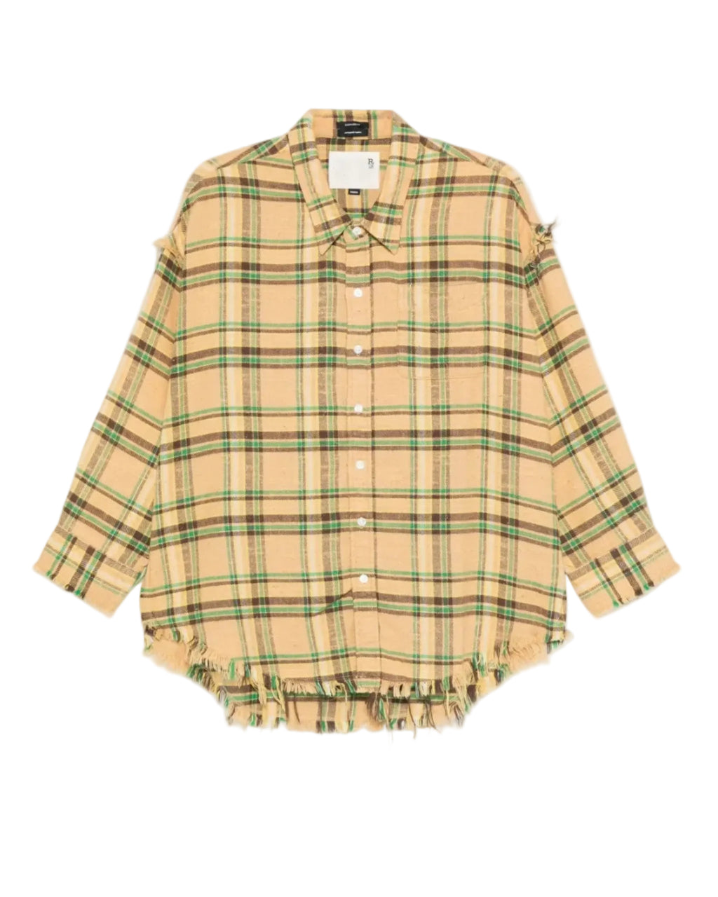 Shredded Seam Plaid Cotton Shirt