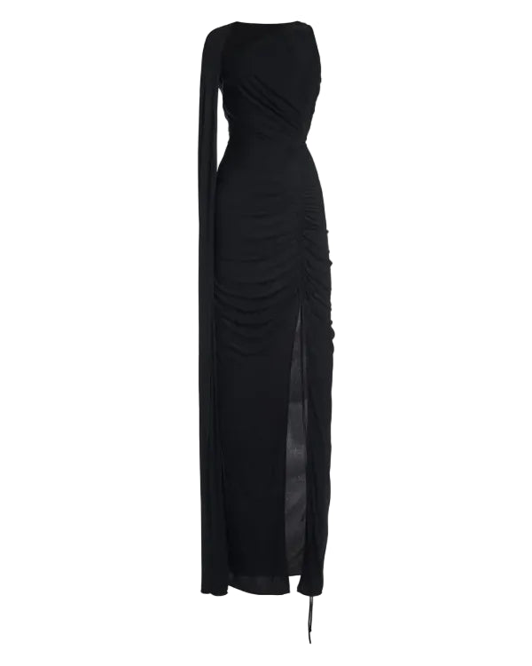Asymmetric Jersey Maxi Dress