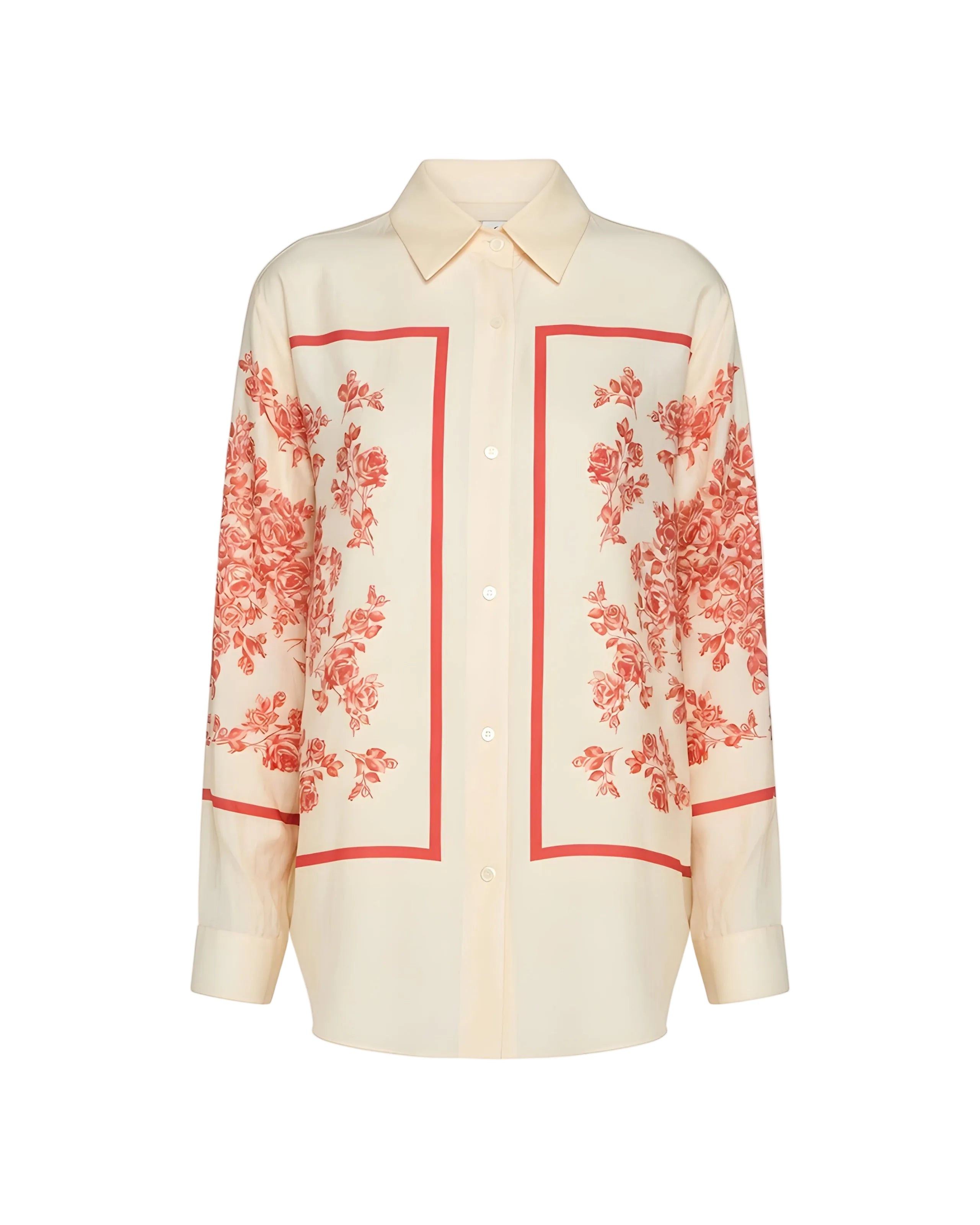 Silk Scarf Floral Print Shirt