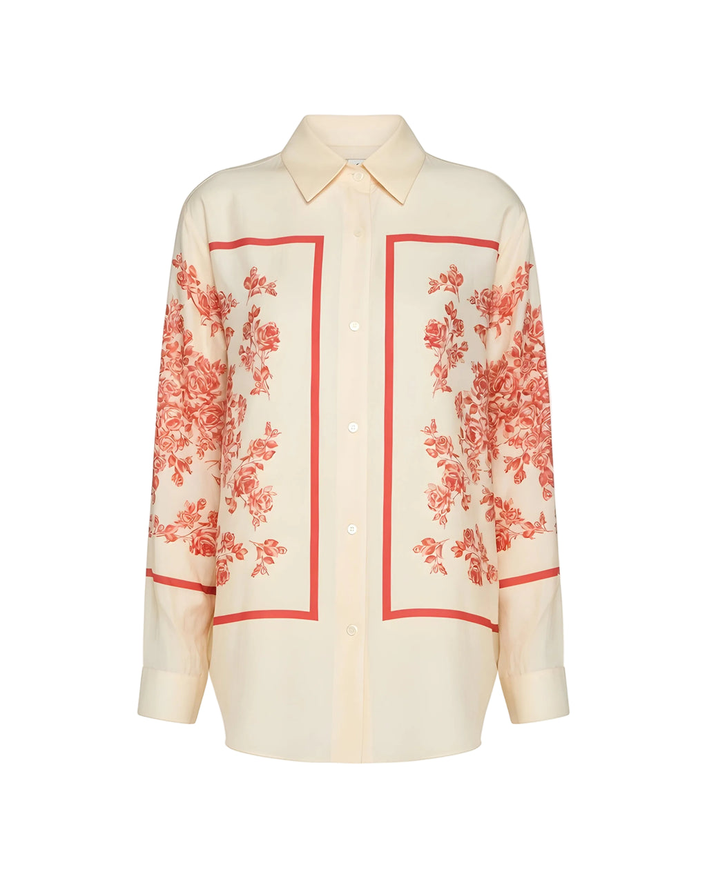 Silk Scarf Floral Print Shirt
