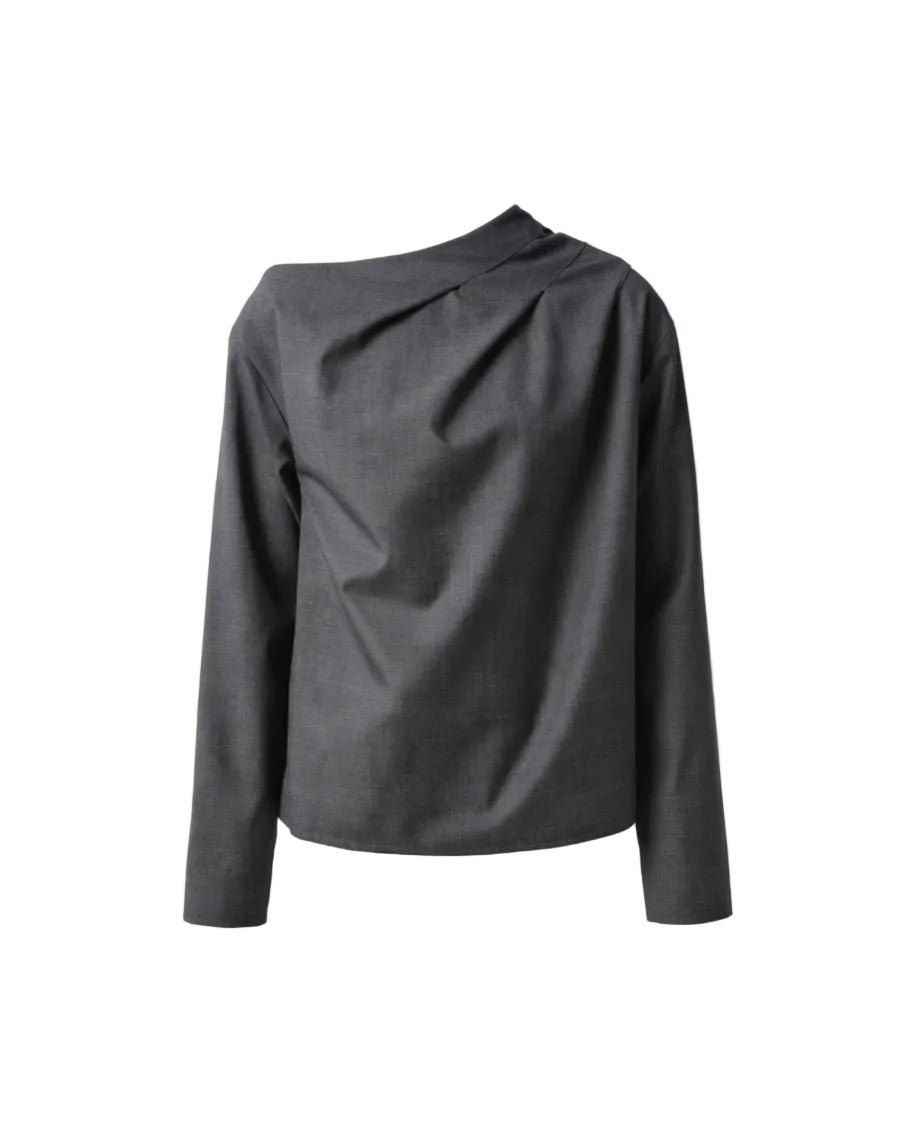 Mauris Asymmetric Draped Wool Top