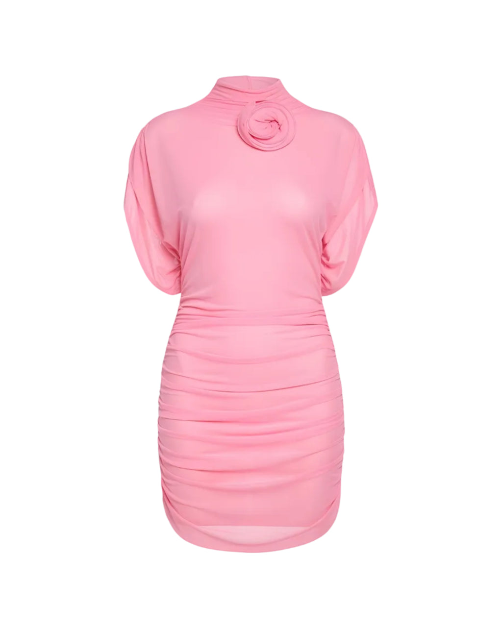 Floral-Appliquéd Ruched Jersey Mini Dress
