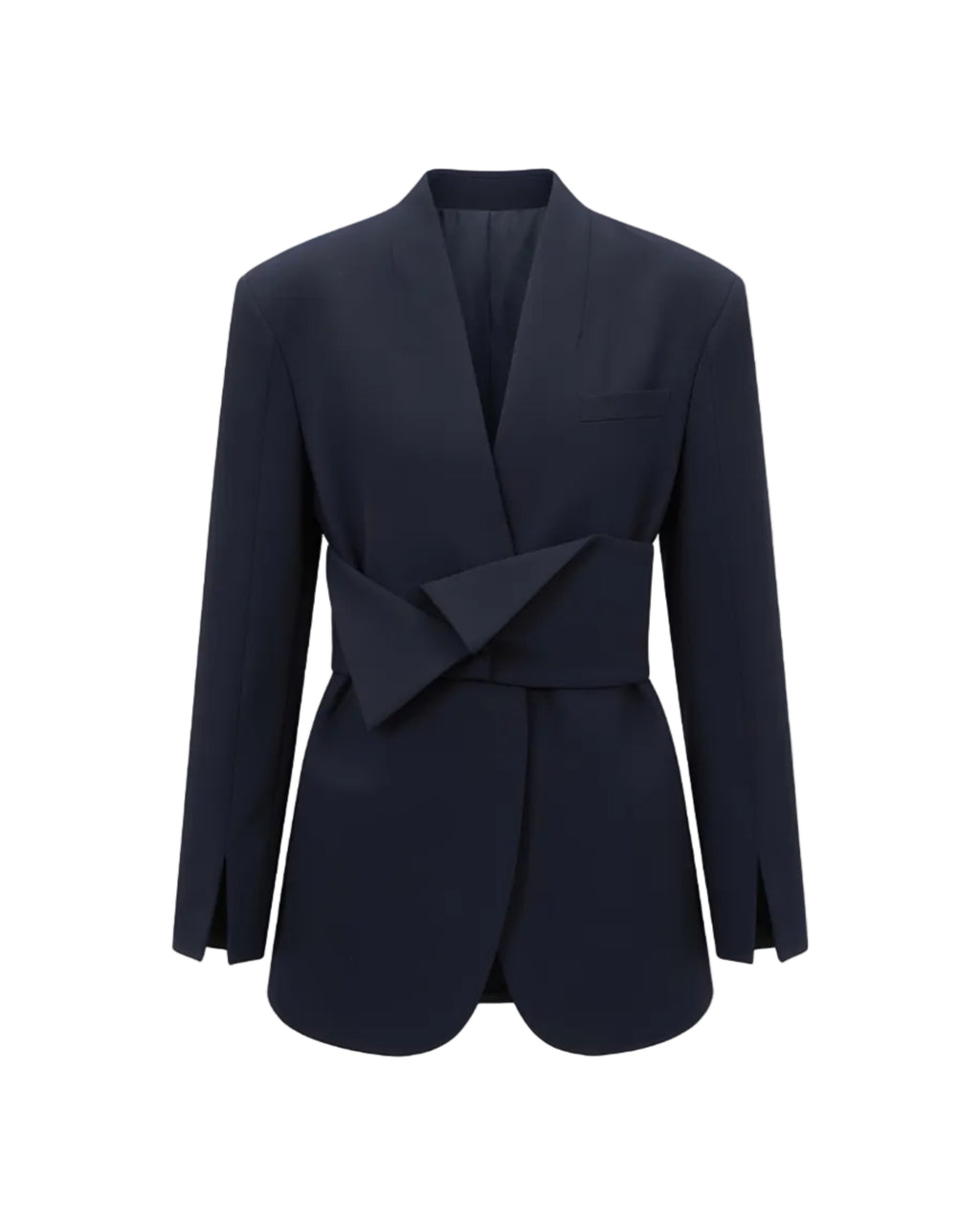 Belted Wool-Blend Blazer