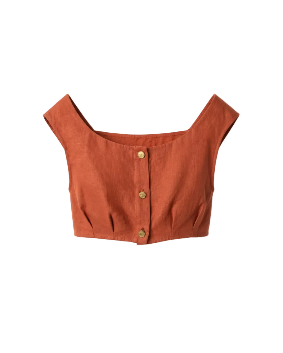 Tamra Cropped Organic Linen Top