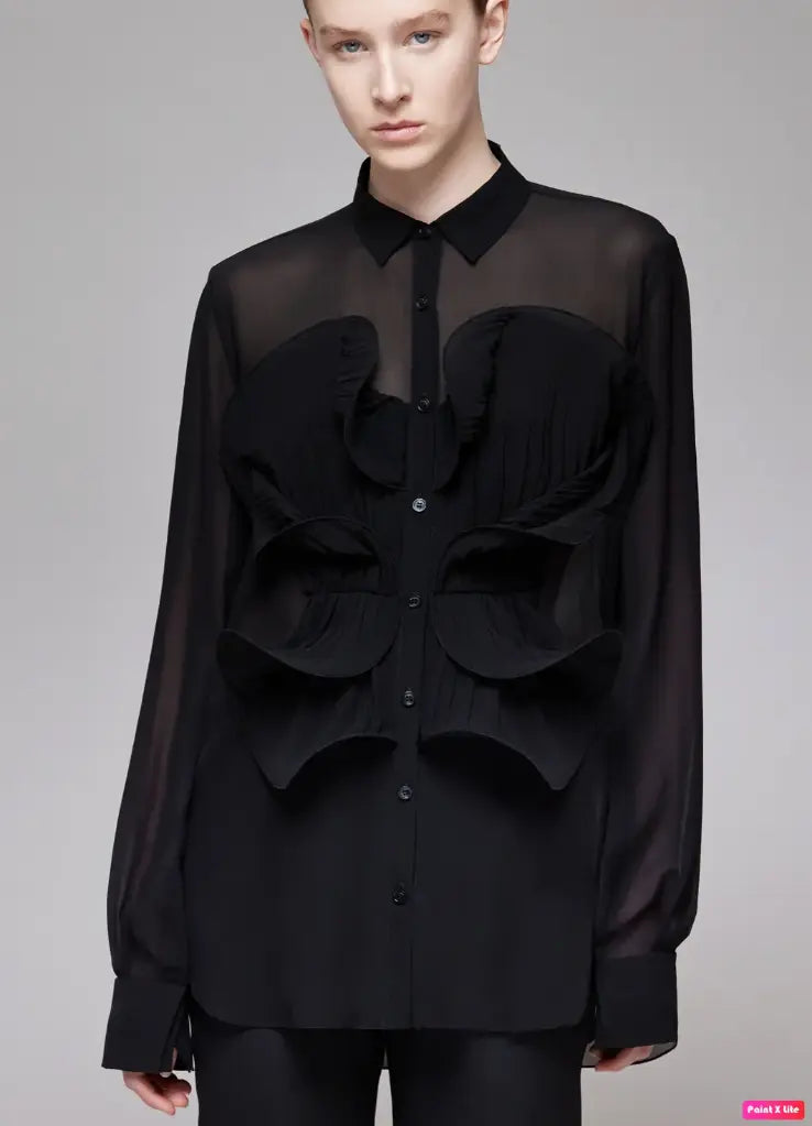 Del Core PLEATED ORCHID DRAPED SHIRT