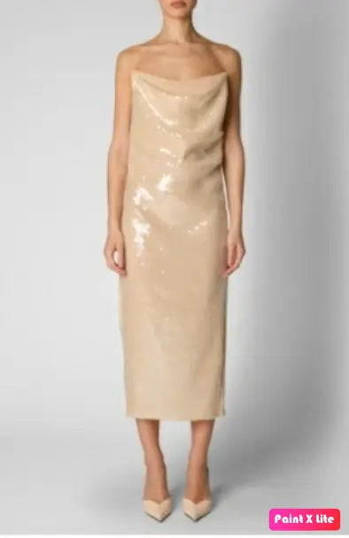 Del Core BUSTIER MIDI DRESS WITH DRAPE