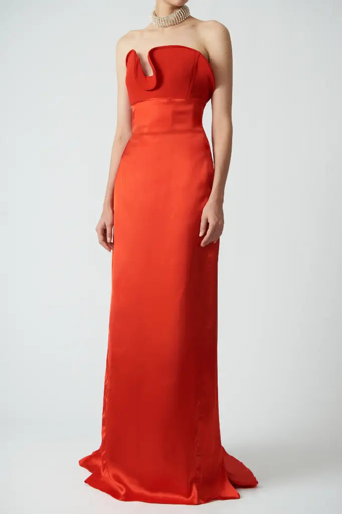 Del Core Petal bustier bright red