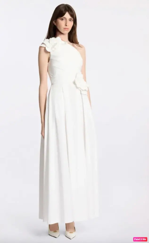 dress popeline midi off white